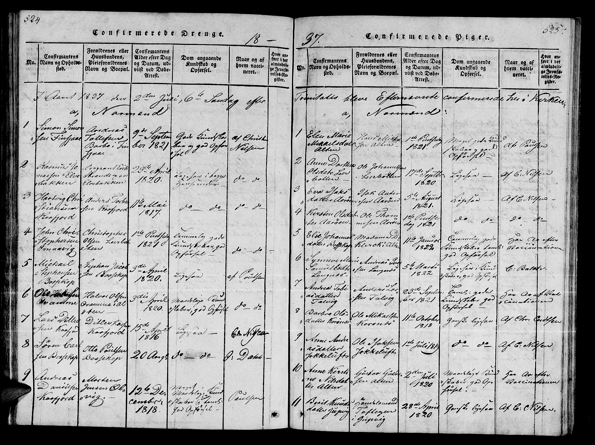 Talvik sokneprestkontor, SATØ/S-1337/H/Ha/L0008kirke: Ministerialbok nr. 8, 1821-1837, s. 524-525
