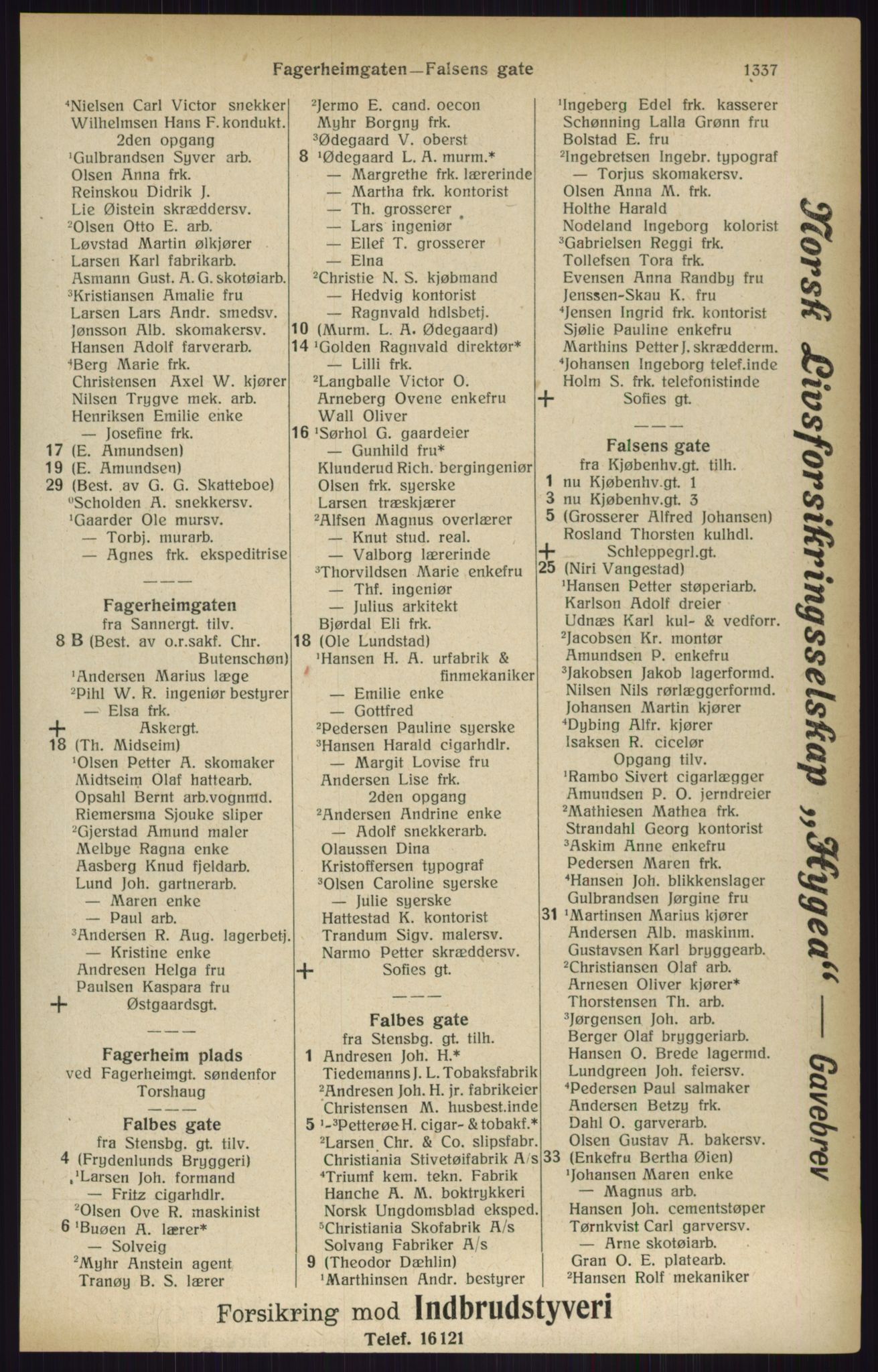 Kristiania/Oslo adressebok, PUBL/-, 1916, s. 1337