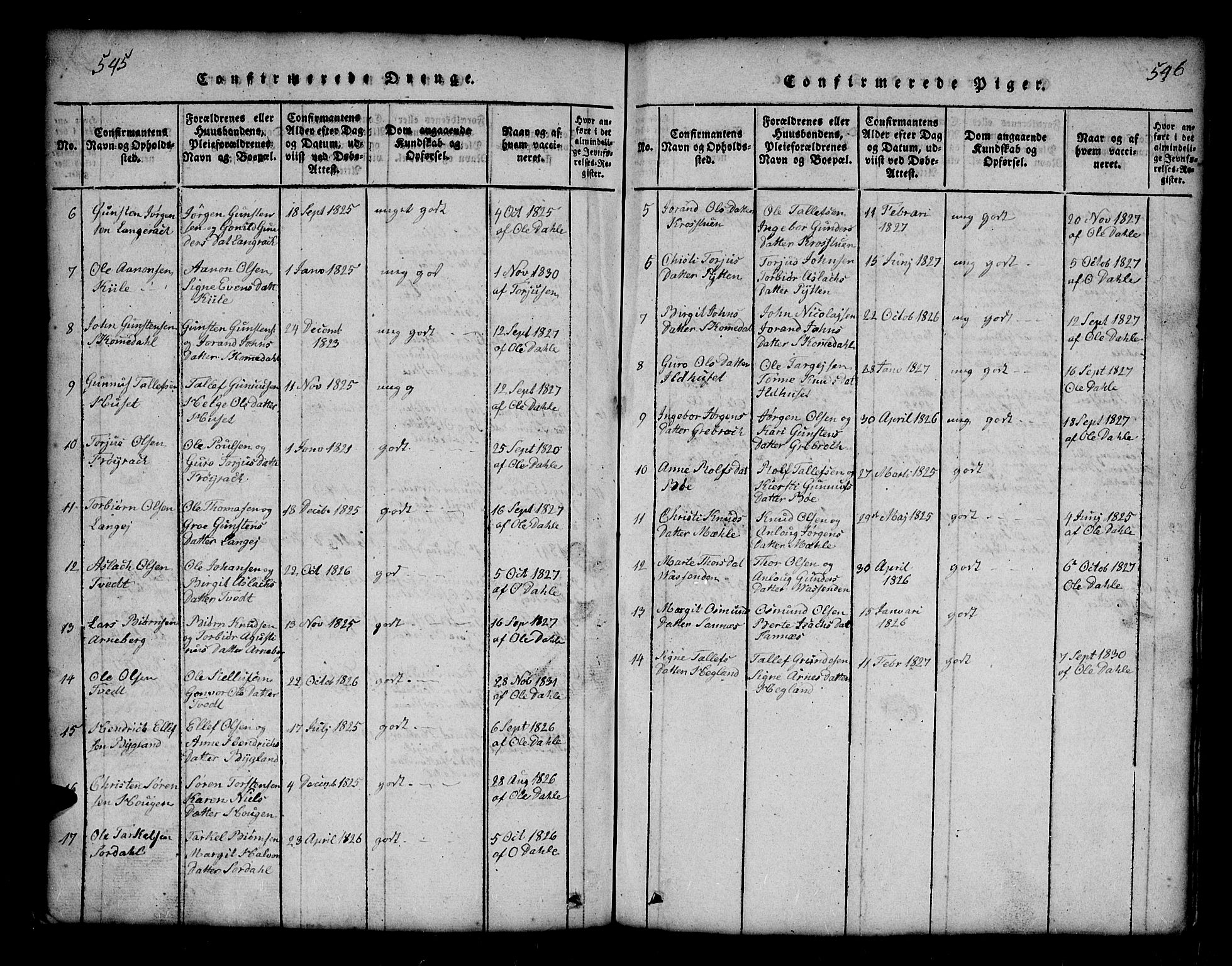 Bygland sokneprestkontor, AV/SAK-1111-0006/F/Fb/Fbb/L0001: Klokkerbok nr. B 1, 1816-1843, s. 545-546