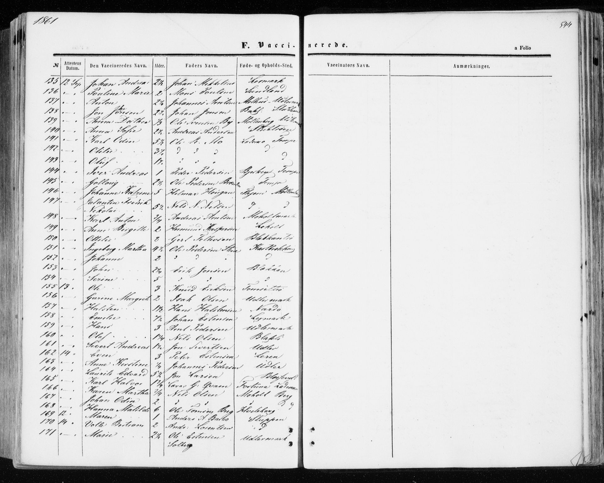 Ministerialprotokoller, klokkerbøker og fødselsregistre - Sør-Trøndelag, SAT/A-1456/606/L0292: Ministerialbok nr. 606A07, 1856-1865, s. 544
