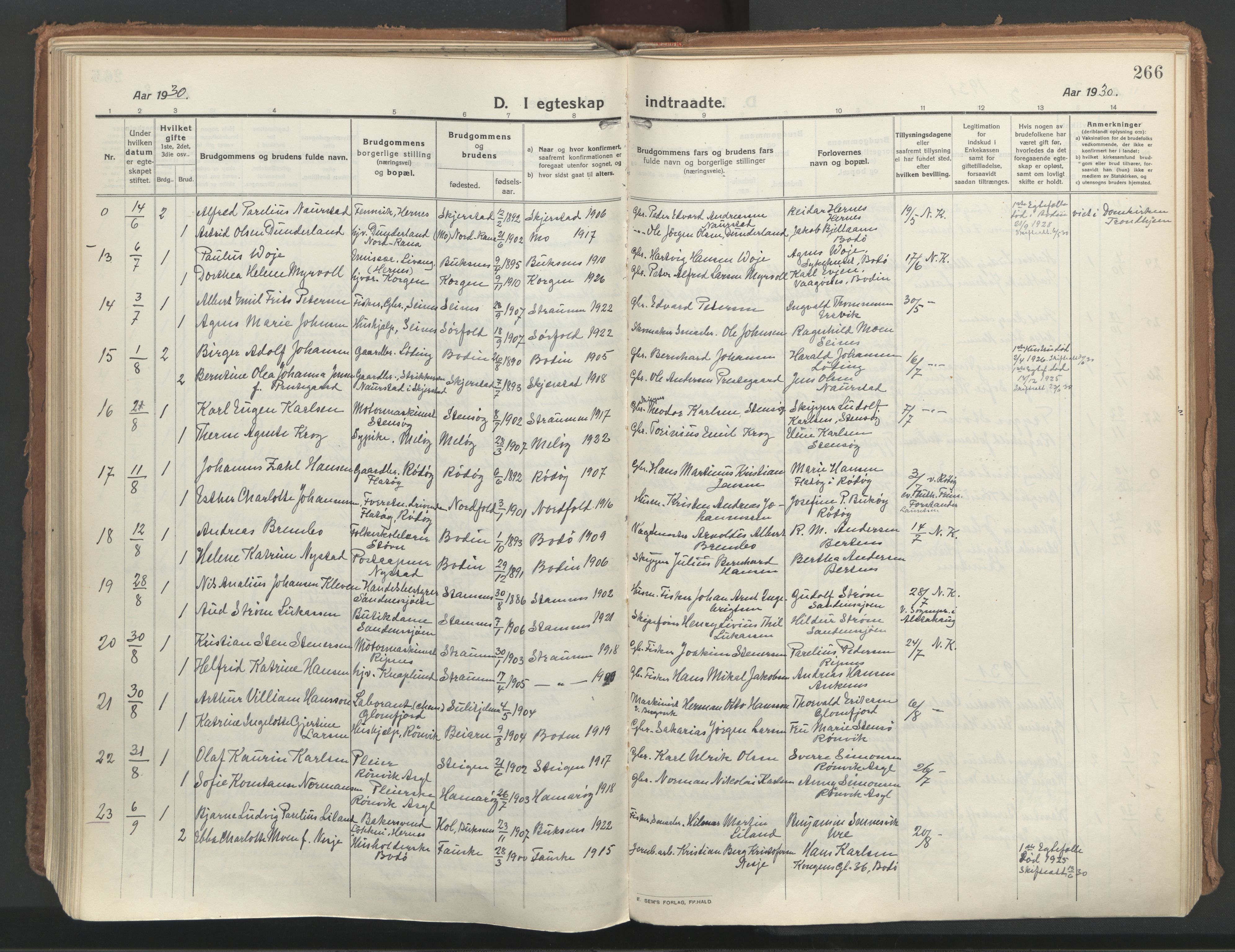 Ministerialprotokoller, klokkerbøker og fødselsregistre - Nordland, AV/SAT-A-1459/802/L0060: Ministerialbok nr. 802A07, 1916-1933, s. 266