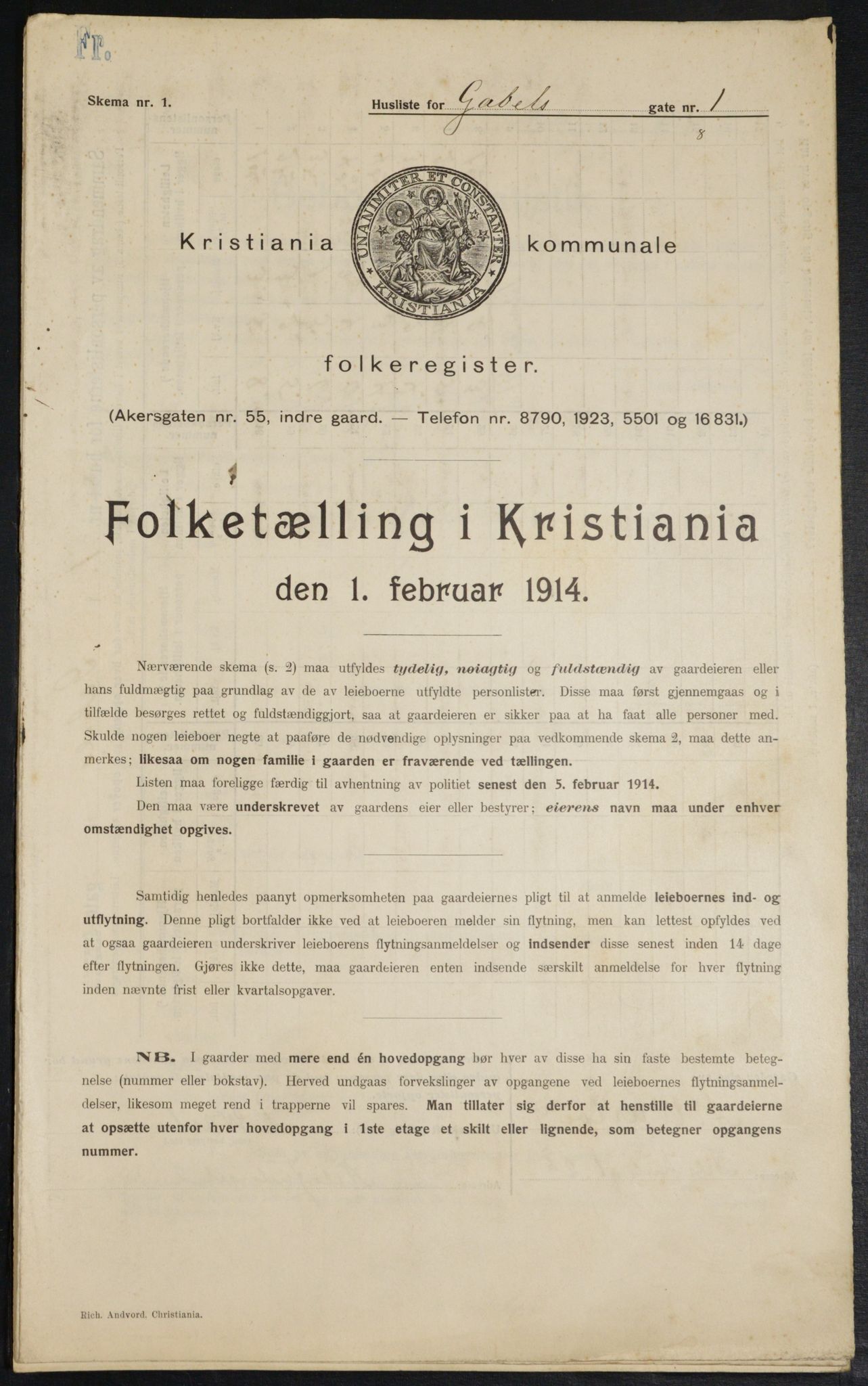 OBA, Kommunal folketelling 1.2.1914 for Kristiania, 1914, s. 28665