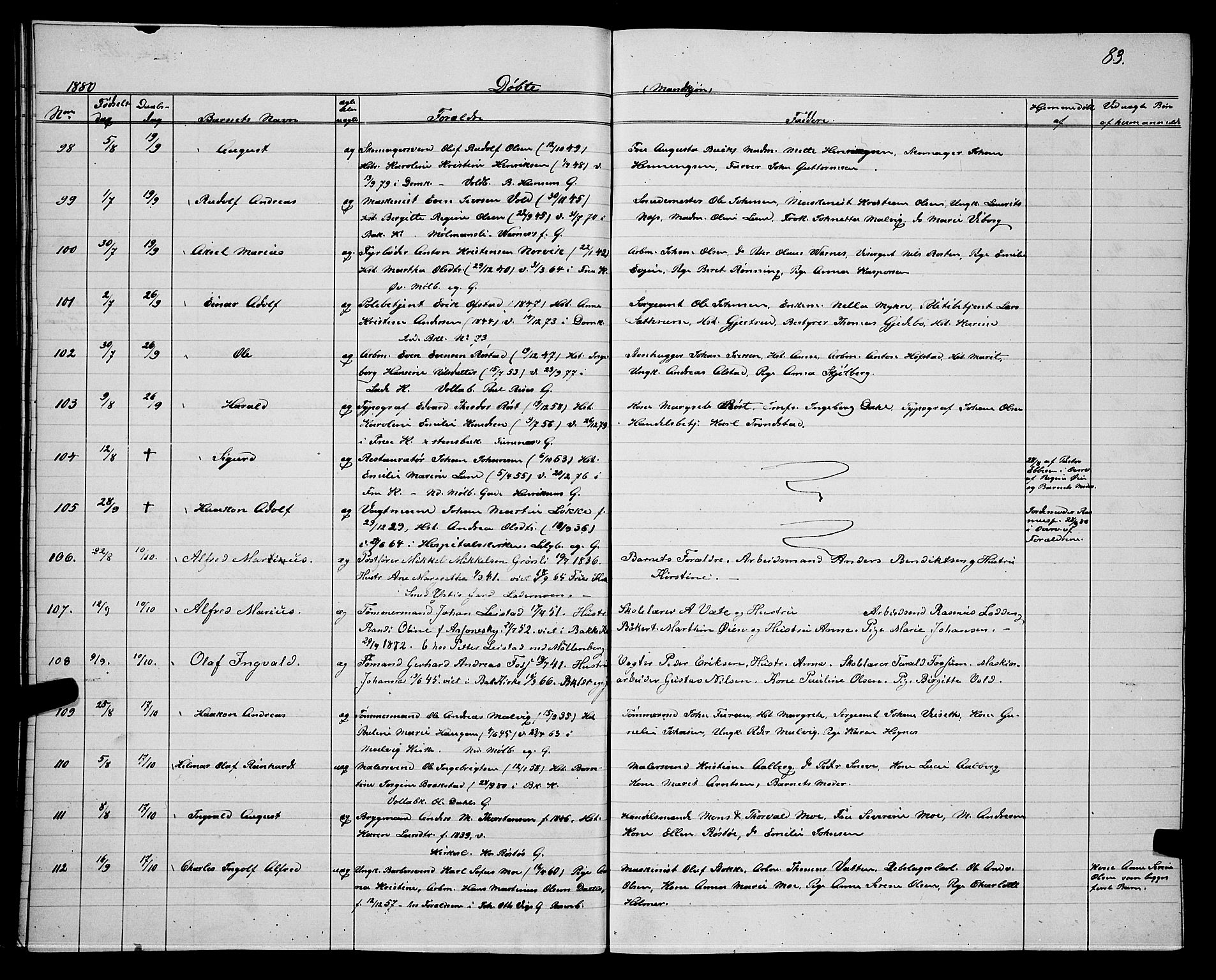 Ministerialprotokoller, klokkerbøker og fødselsregistre - Sør-Trøndelag, SAT/A-1456/604/L0220: Klokkerbok nr. 604C03, 1870-1885, s. 83