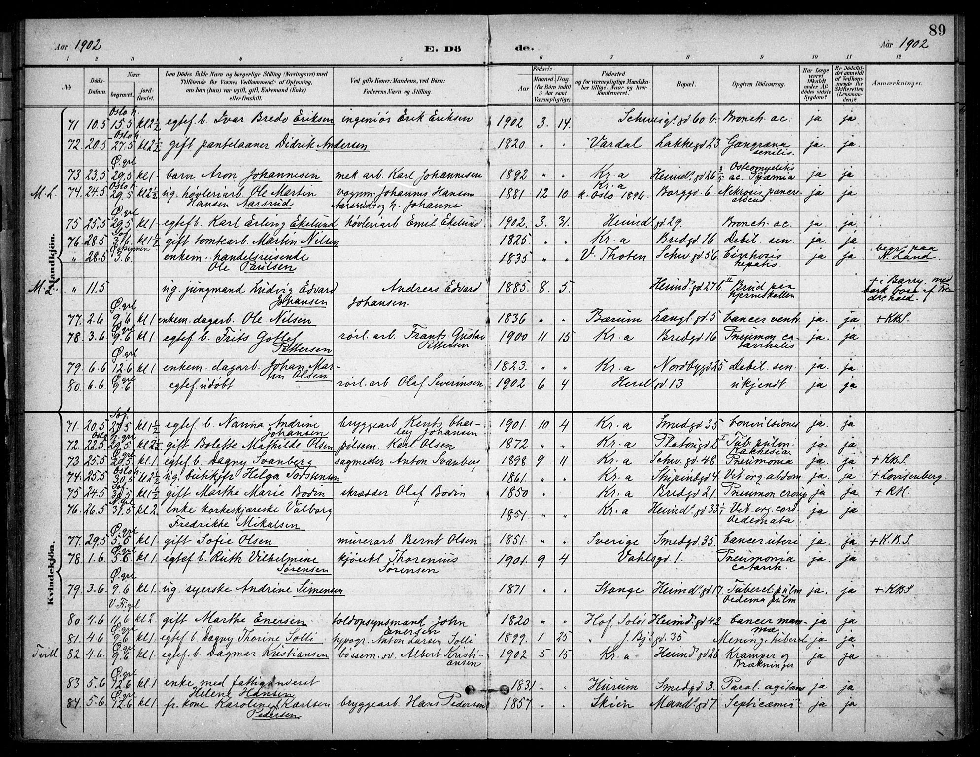 Grønland prestekontor Kirkebøker, AV/SAO-A-10848/F/Fa/L0016: Ministerialbok nr. 16, 1898-1918, s. 89