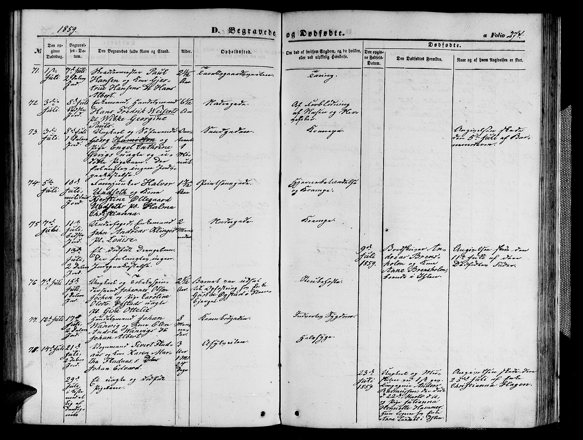 Ministerialprotokoller, klokkerbøker og fødselsregistre - Sør-Trøndelag, AV/SAT-A-1456/602/L0139: Klokkerbok nr. 602C07, 1859-1864, s. 274