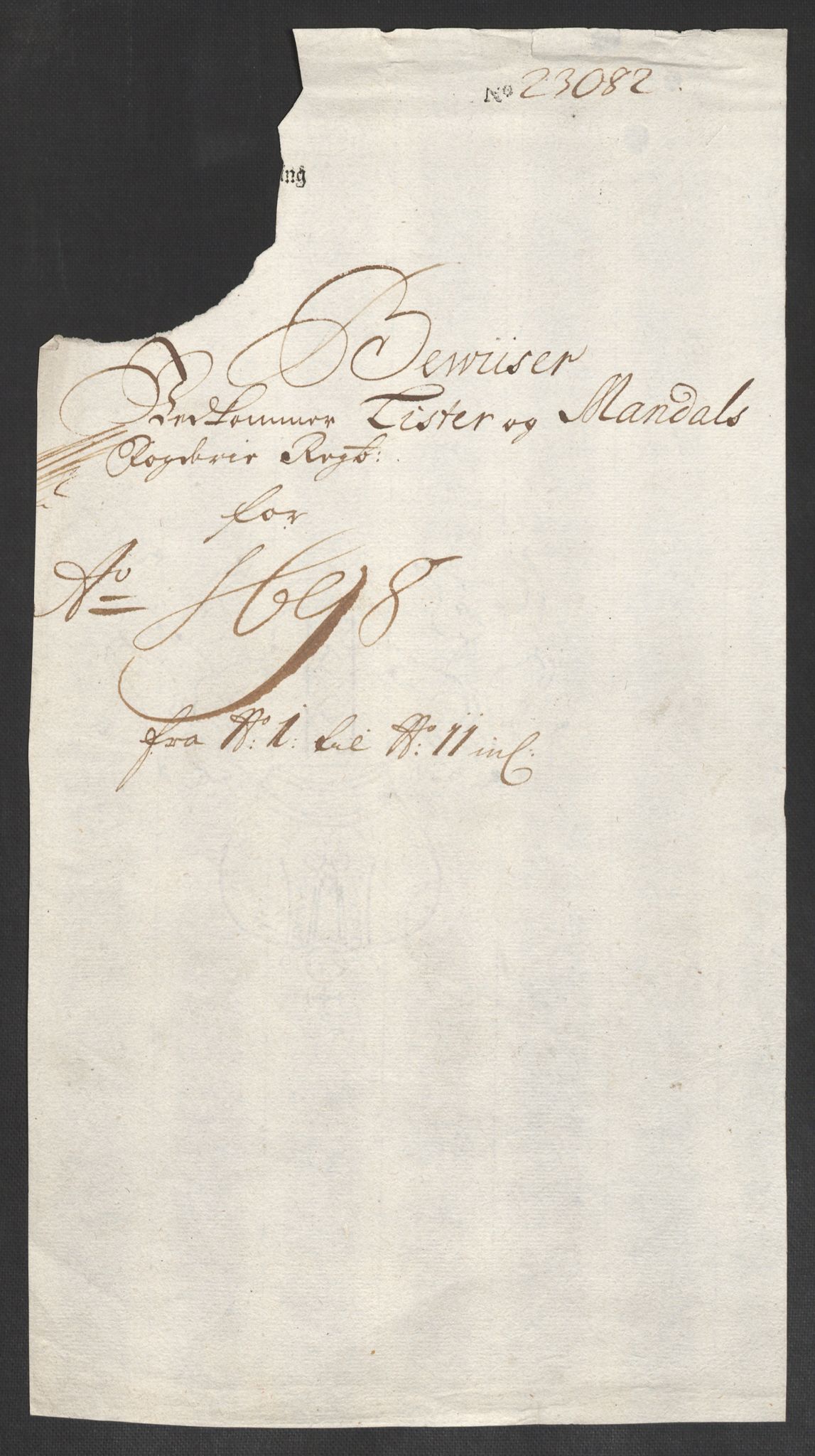 Rentekammeret inntil 1814, Reviderte regnskaper, Fogderegnskap, AV/RA-EA-4092/R43/L2547: Fogderegnskap Lista og Mandal, 1698-1699, s. 19