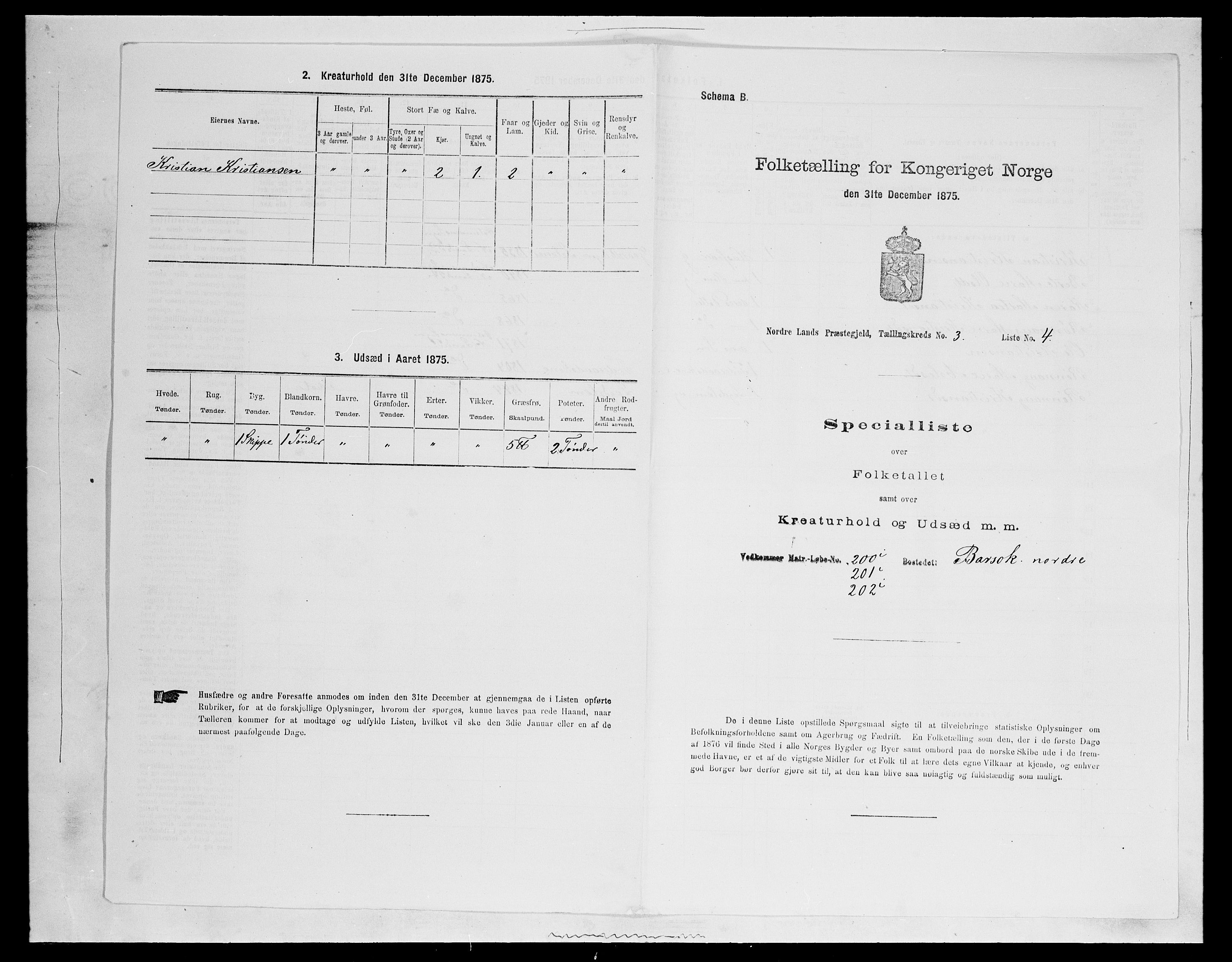 SAH, Folketelling 1875 for 0538P Nordre Land prestegjeld, 1875, s. 375