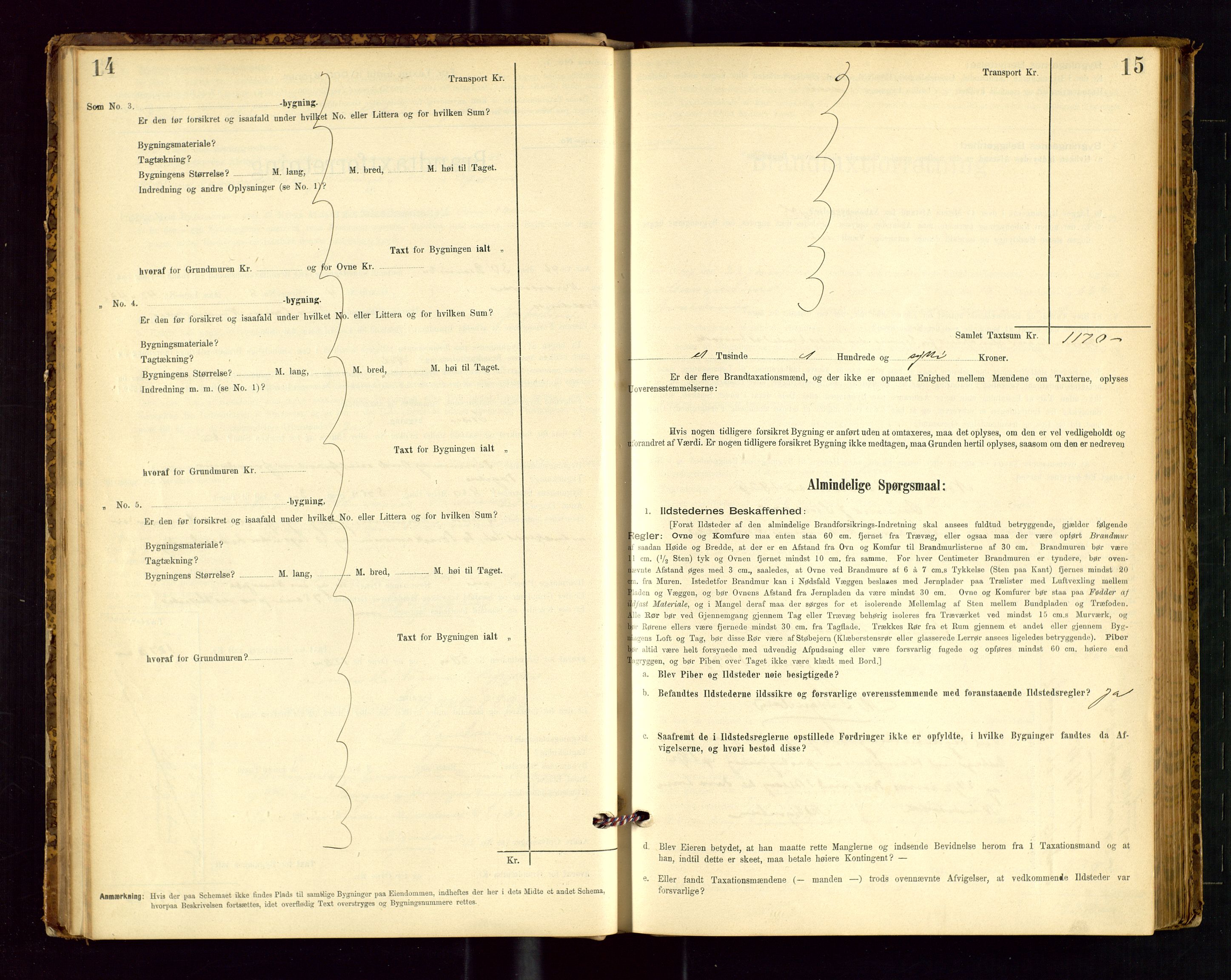 Avaldsnes lensmannskontor, AV/SAST-A-100286/Gob/L0001: "Brandtaxationsprotokol for Avaldsnes Lensmandsdistrikt Ryfylke Fogderi", 1894-1925, s. 14-15