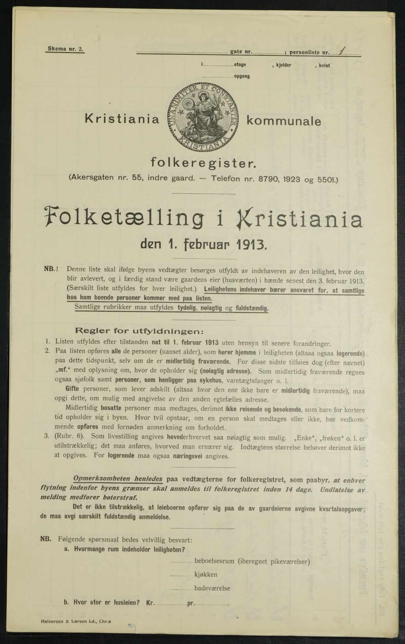 OBA, Kommunal folketelling 1.2.1913 for Kristiania, 1913, s. 120128