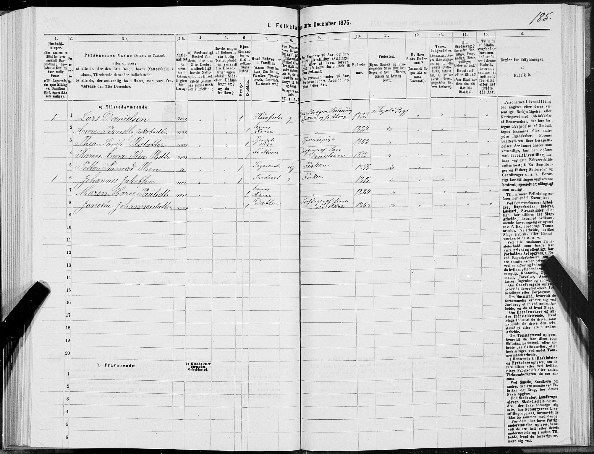 SAT, Folketelling 1875 for 1817P Tjøtta prestegjeld, 1875, s. 1185