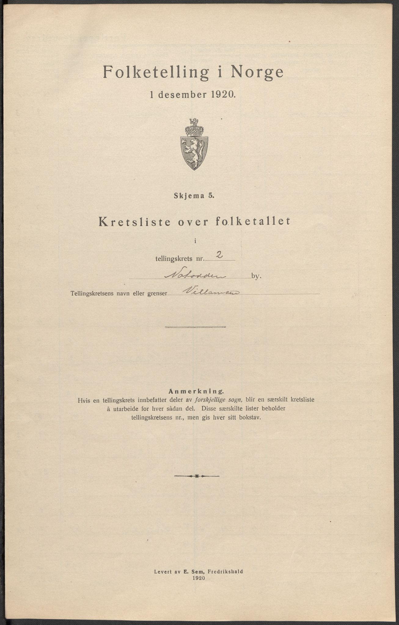 SAKO, Folketelling 1920 for 0807 Notodden kjøpstad, 1920, s. 8