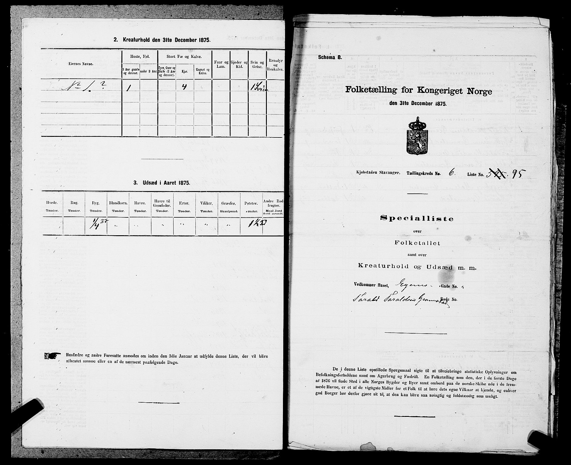 SAST, Folketelling 1875 for 1103 Stavanger kjøpstad, 1875, s. 1133