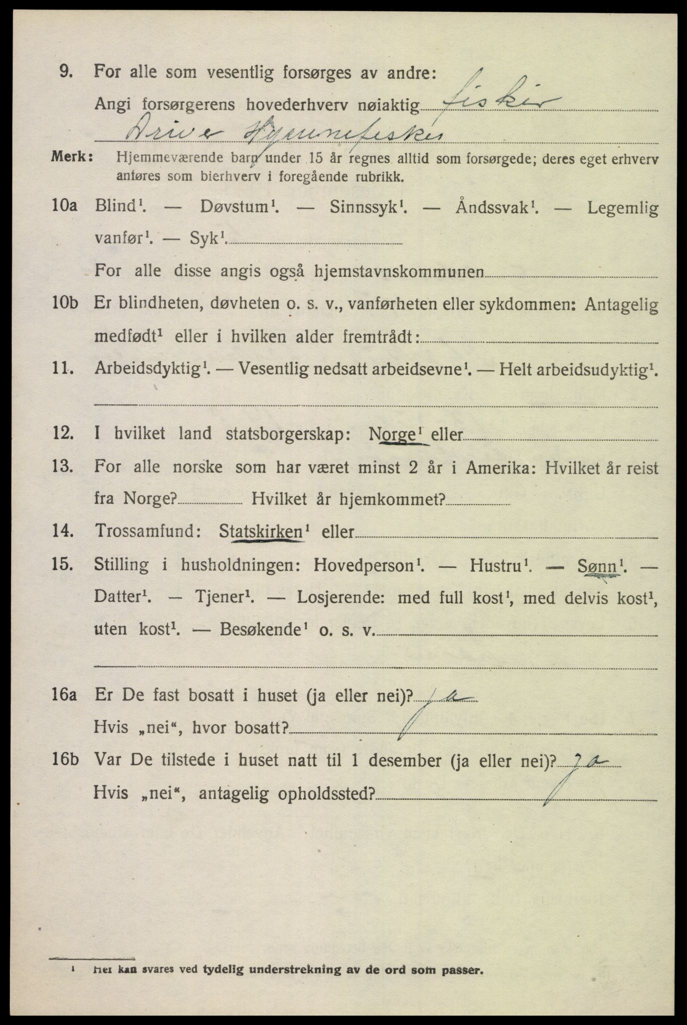 SAK, Folketelling 1920 for 1012 Oddernes herred, 1920, s. 3312