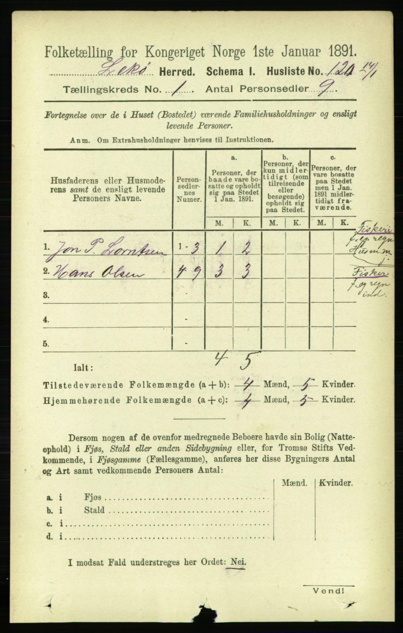 RA, Folketelling 1891 for 1755 Leka herred, 1891, s. 140