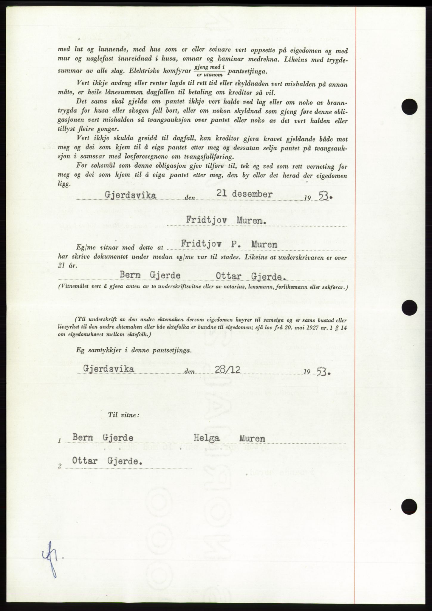 Søre Sunnmøre sorenskriveri, AV/SAT-A-4122/1/2/2C/L0124: Pantebok nr. 12B, 1953-1954, Dagboknr: 3276/1953