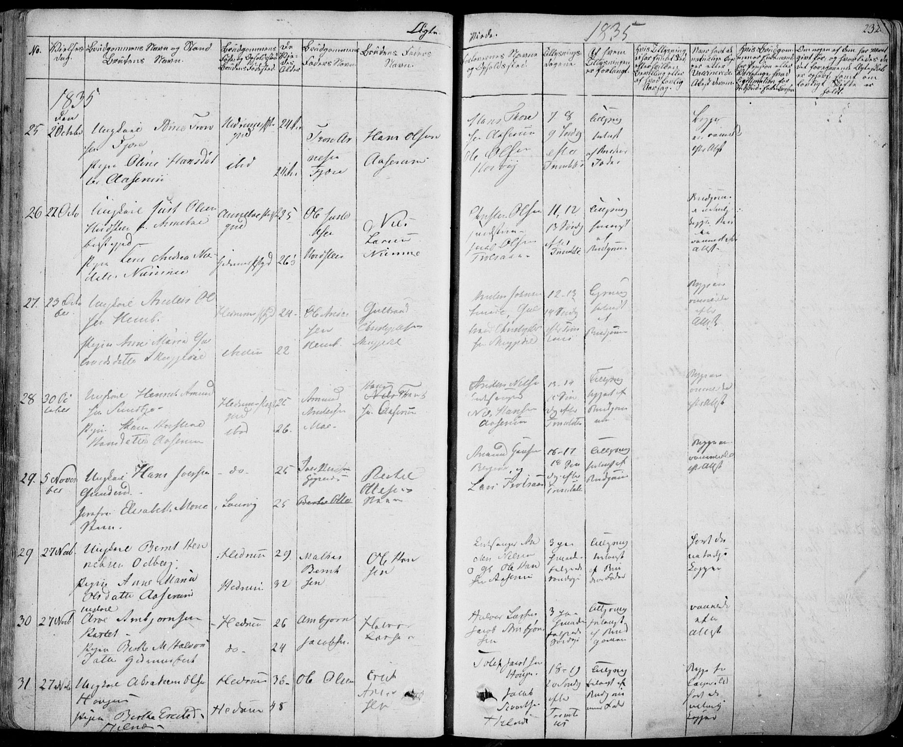 Hedrum kirkebøker, AV/SAKO-A-344/F/Fa/L0005: Ministerialbok nr. I 5, 1835-1848, s. 232