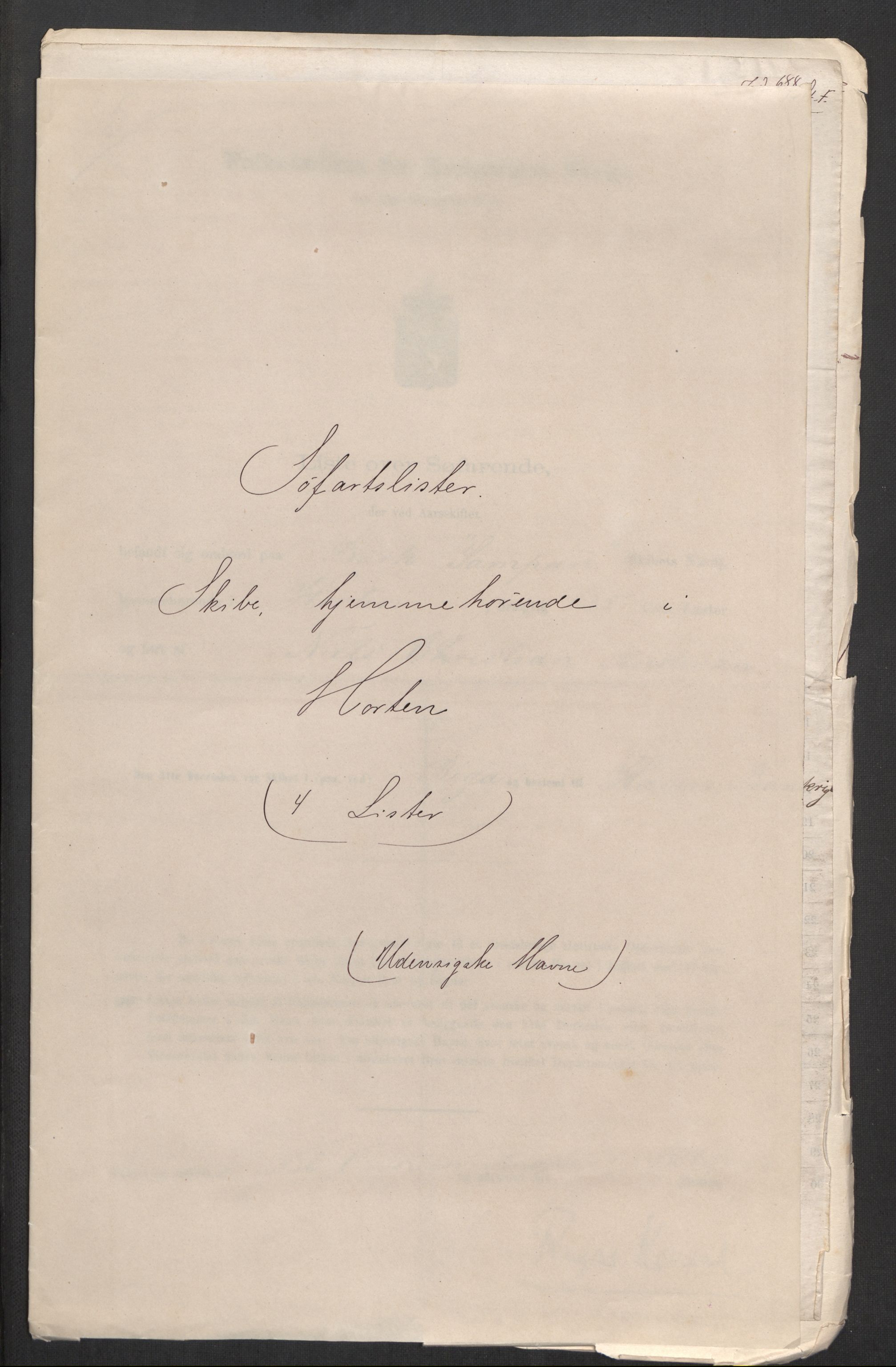 RA, Folketelling 1875, skipslister: Skip i utenrikske havner, hjemmehørende i byer og ladesteder, Fredrikshald - Arendal, 1875, s. 335