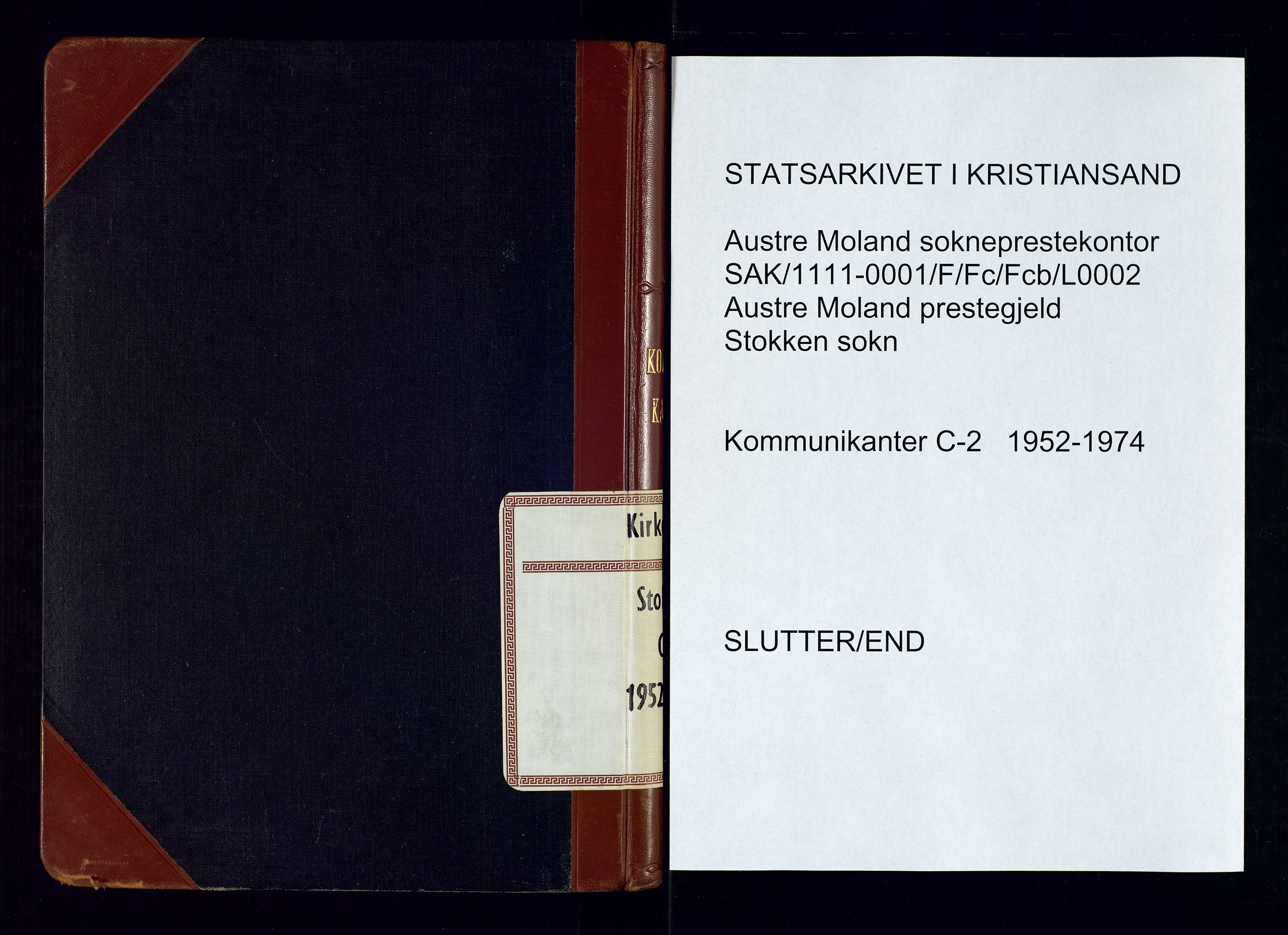 Austre Moland sokneprestkontor, AV/SAK-1111-0001/F/Fc/Fcb/L0002: Kommunikantprotokoll nr. C-2, 1952-1974