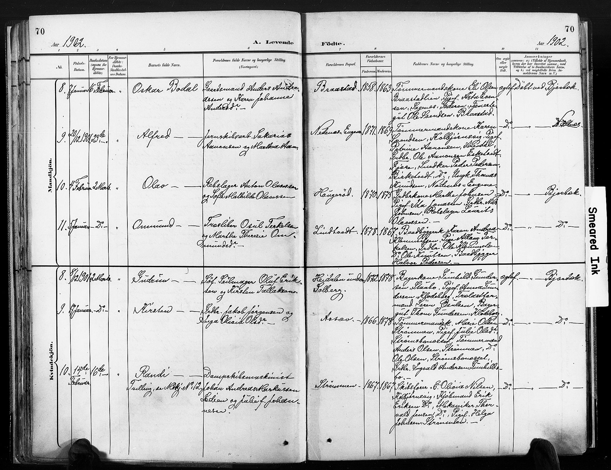 Øyestad sokneprestkontor, AV/SAK-1111-0049/F/Fa/L0018: Ministerialbok nr. A 18, 1897-1907, s. 70