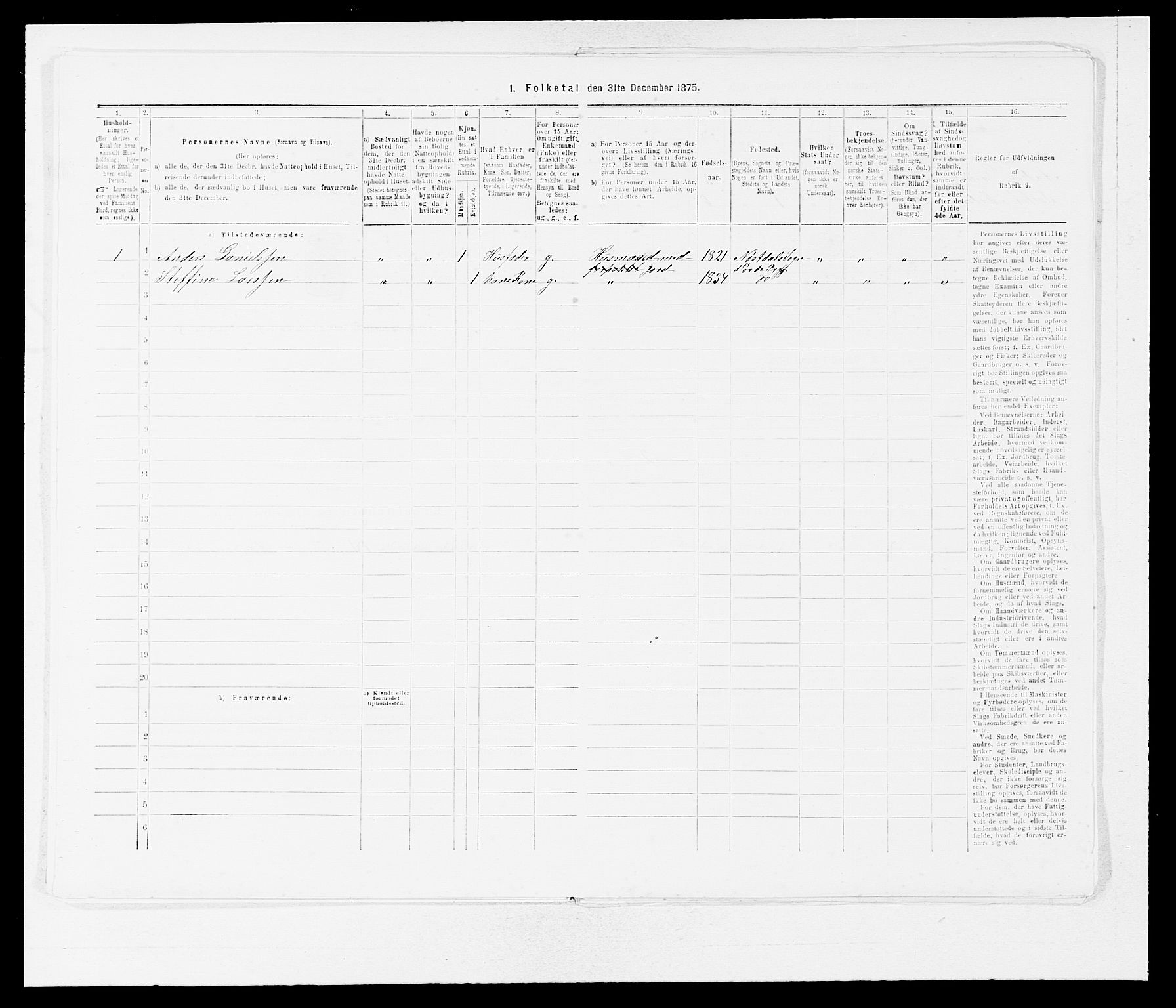 SAB, Folketelling 1875 for 1432P Førde prestegjeld, 1875, s. 1020