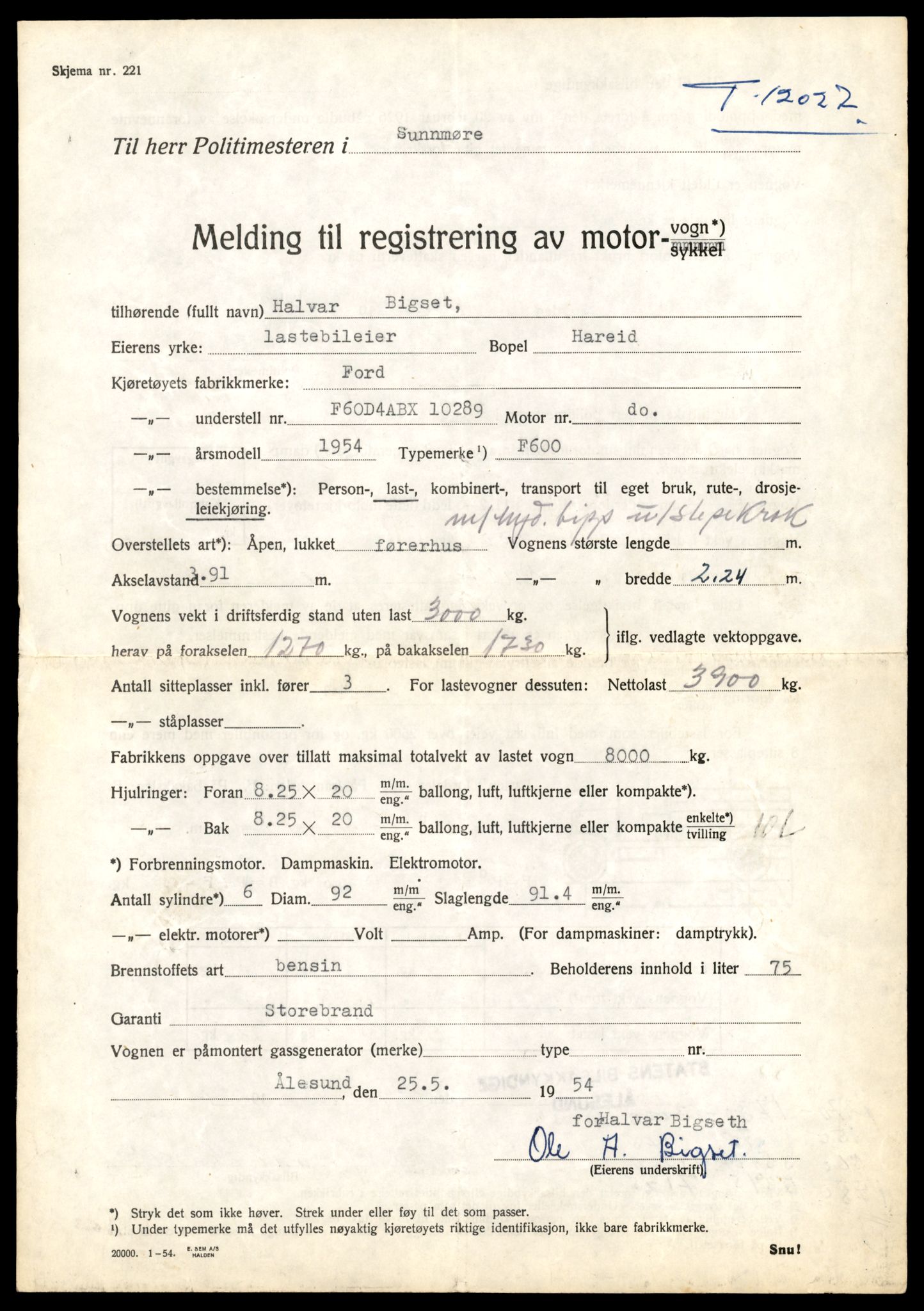 Møre og Romsdal vegkontor - Ålesund trafikkstasjon, AV/SAT-A-4099/F/Fe/L0036: Registreringskort for kjøretøy T 12831 - T 13030, 1927-1998, s. 2091