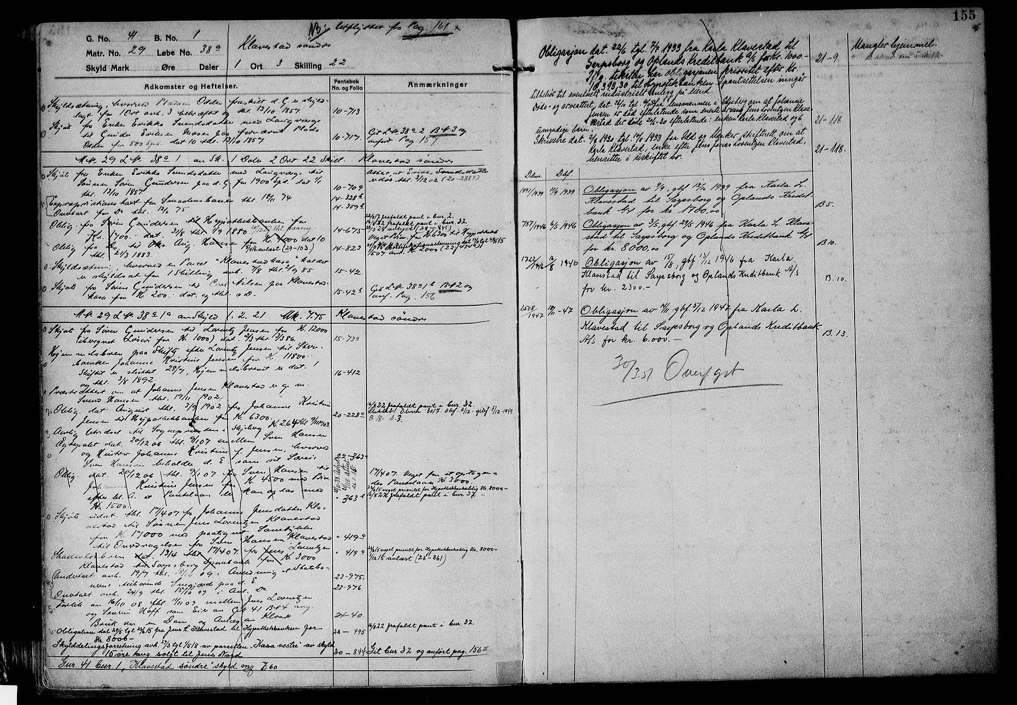 Tune sorenskriveri, AV/SAO-A-10470/G/Ga/Gab/Gabf/L0001: Panteregister nr. VI 1, 1782-1953, s. 155