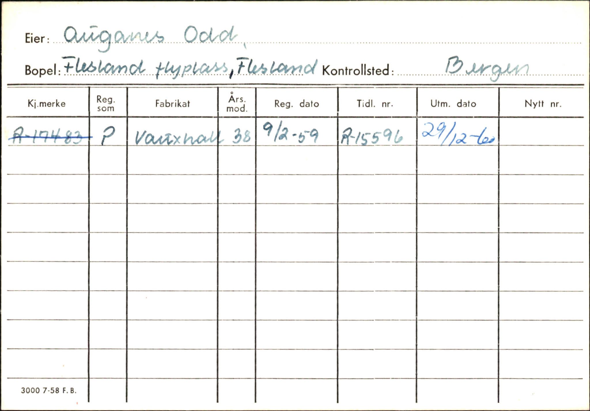 Statens vegvesen, Hordaland vegkontor, AV/SAB-A-5201/2/Ha/L0003: R-eierkort A-B, 1920-1971, s. 6