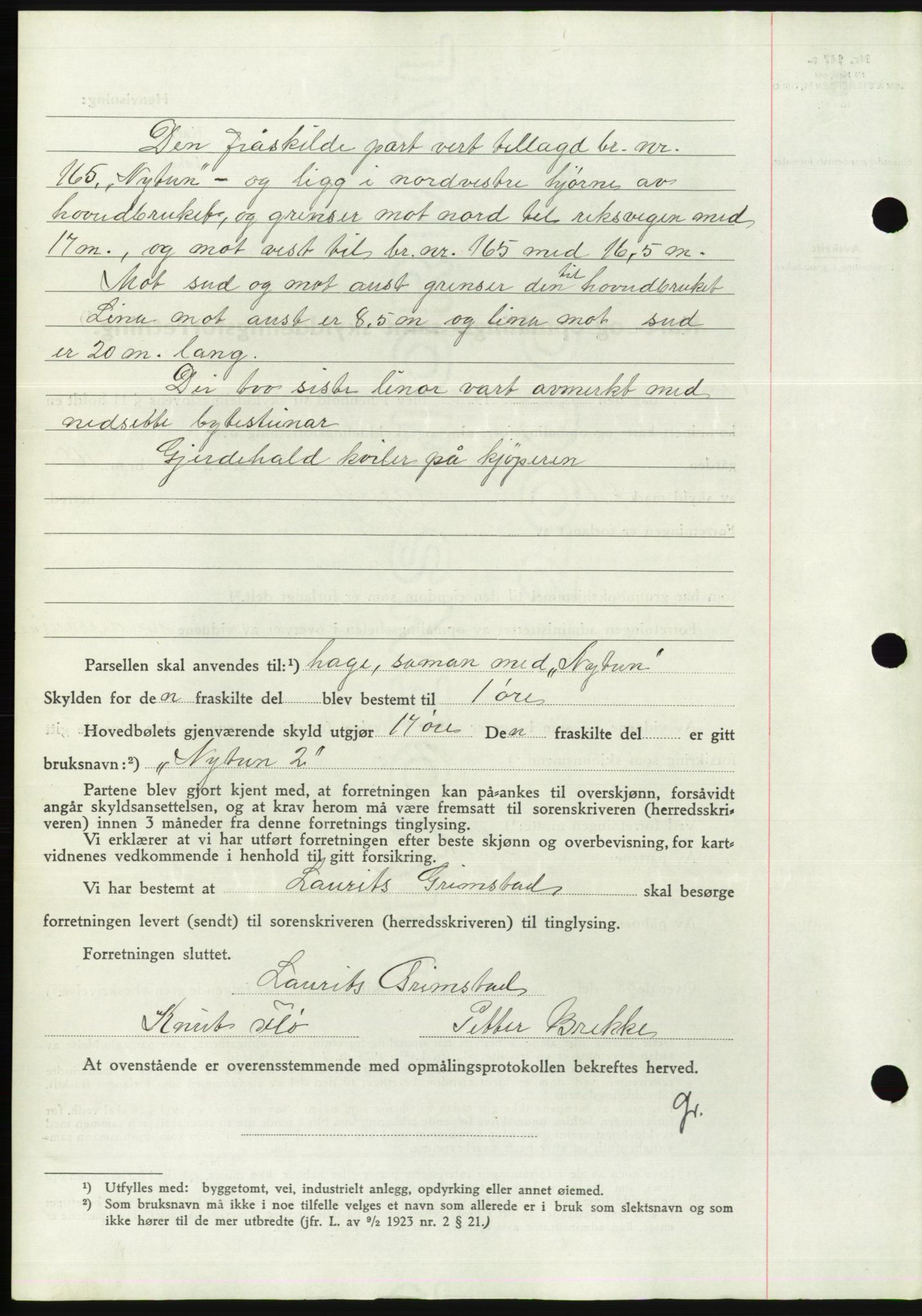 Søre Sunnmøre sorenskriveri, AV/SAT-A-4122/1/2/2C/L0075: Pantebok nr. 1A, 1943-1943, Dagboknr: 317/1943