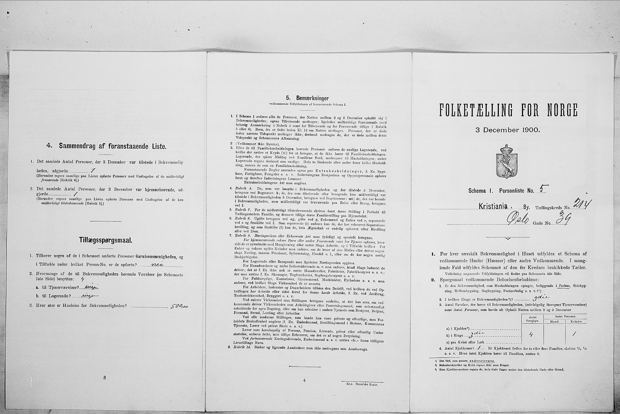 SAO, Folketelling 1900 for 0301 Kristiania kjøpstad, 1900, s. 69704