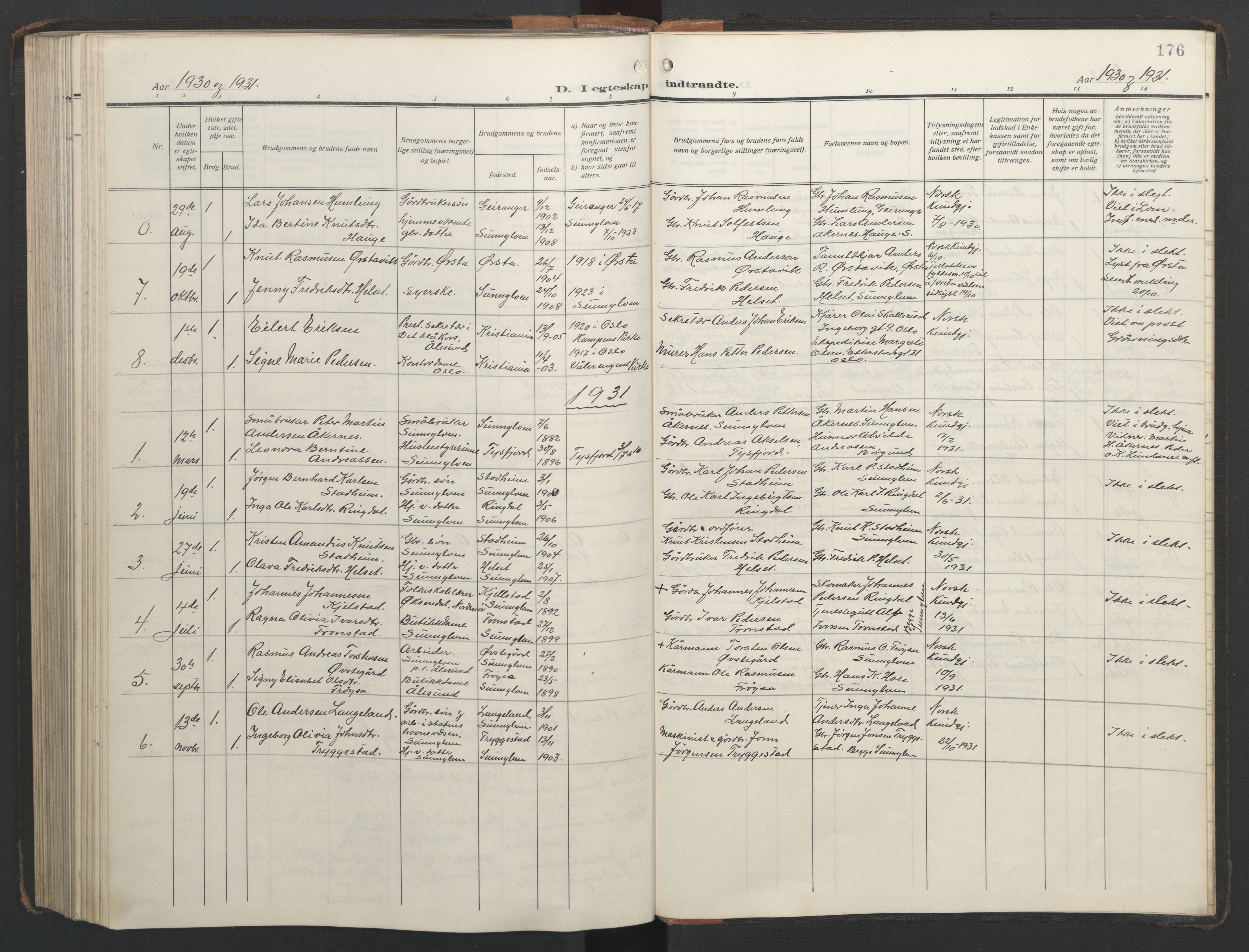 Ministerialprotokoller, klokkerbøker og fødselsregistre - Møre og Romsdal, AV/SAT-A-1454/517/L0232: Klokkerbok nr. 517C05, 1910-1946, s. 176