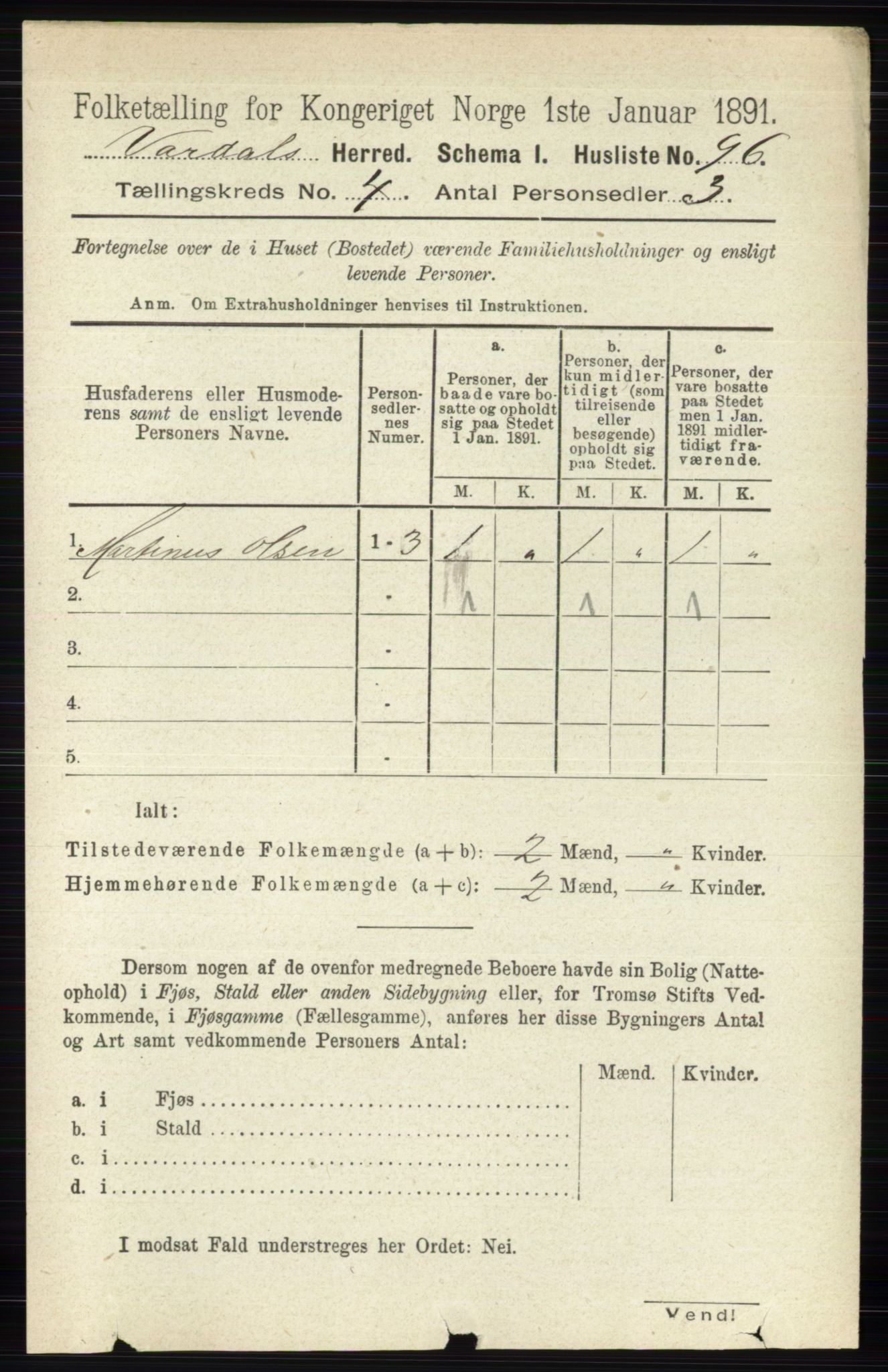 RA, Folketelling 1891 for 0527 Vardal herred, 1891, s. 1591
