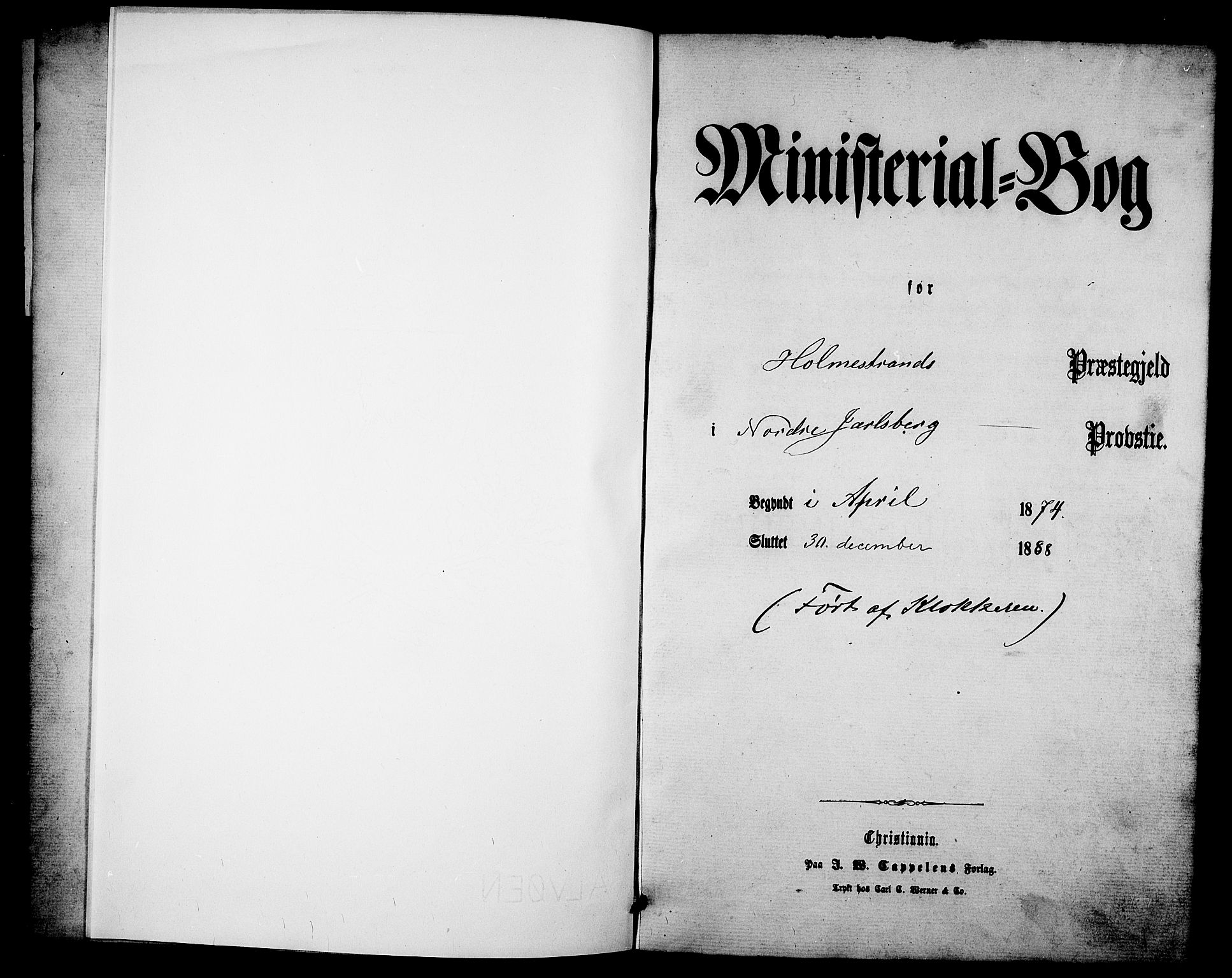 Holmestrand kirkebøker, AV/SAKO-A-346/G/Ga/L0004: Klokkerbok nr. 4, 1874-1888