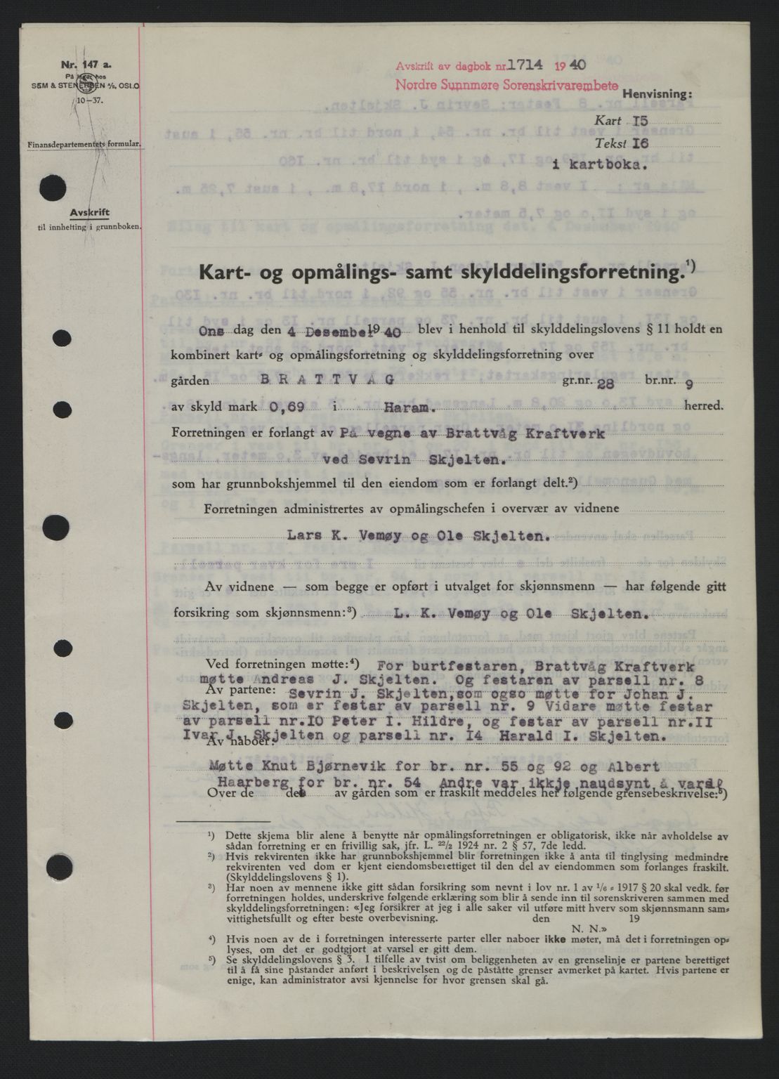 Nordre Sunnmøre sorenskriveri, AV/SAT-A-0006/1/2/2C/2Ca: Pantebok nr. A10, 1940-1941, Dagboknr: 1714/1940