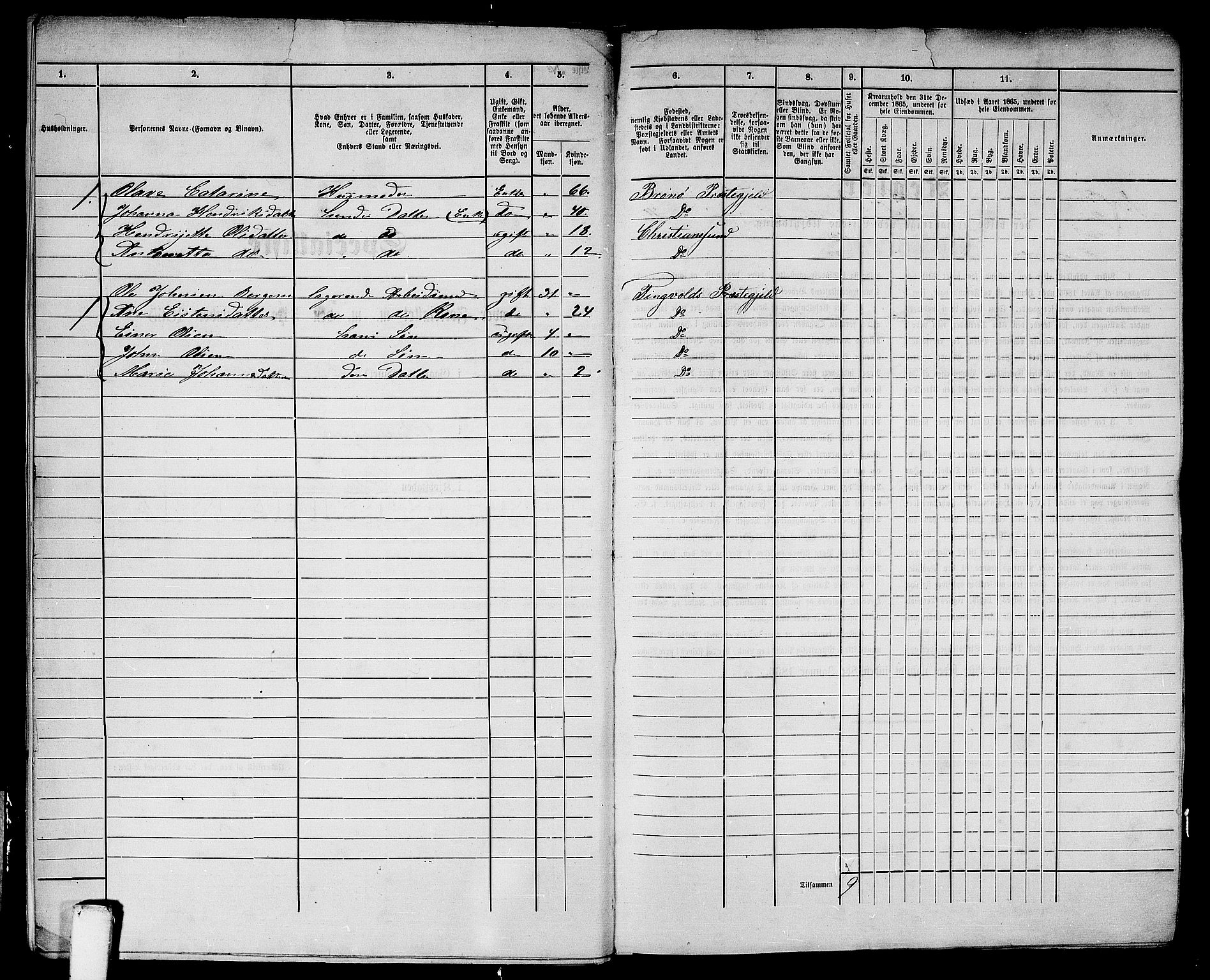 RA, Folketelling 1865 for 1503B Kristiansund prestegjeld, Kristiansund kjøpstad, 1865, s. 13