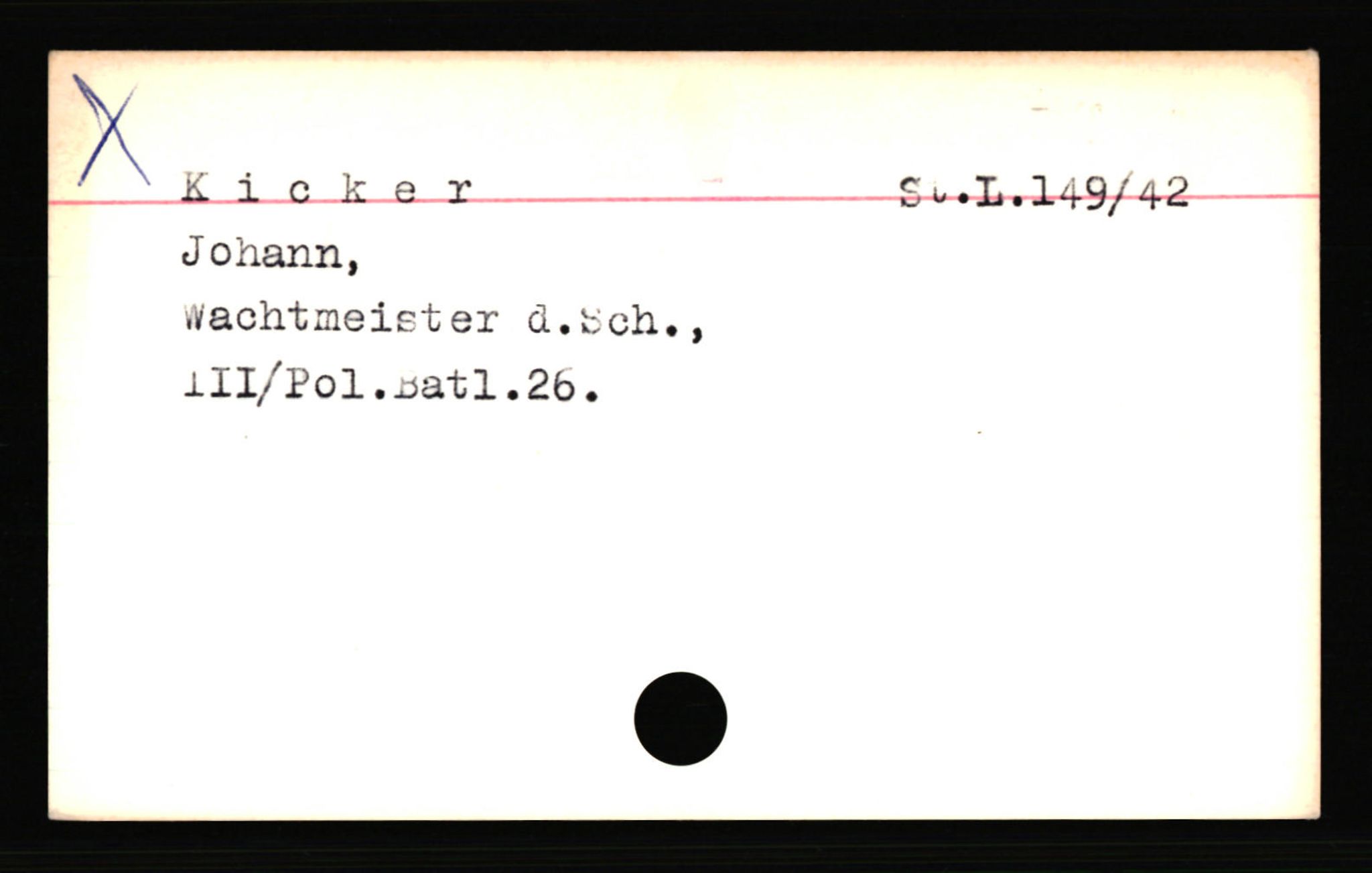 SS- und Polizeigericht Nord (IX), RA/RAFA-3182/0001/C/Ca/L0004: kartotekkort for personer alfabetisk på etternavn: John-L, 1940-1945, s. 180