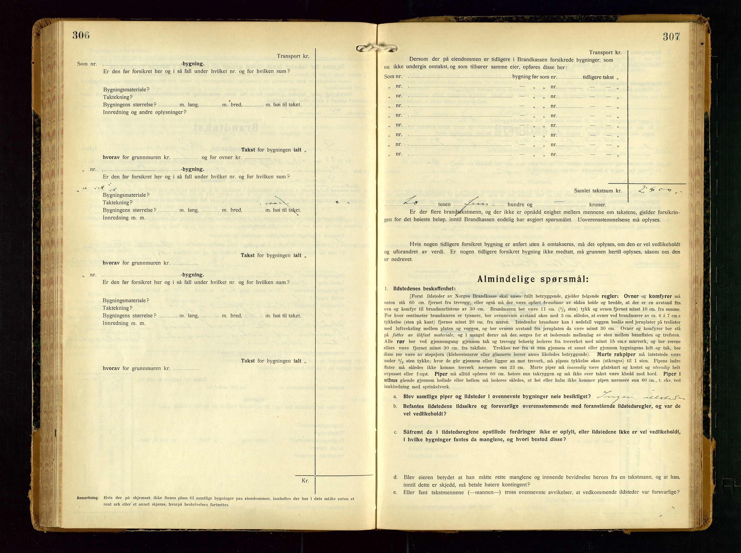 Sauda lensmannskontor, AV/SAST-A-100177/Gob/L0003: Branntakstprotokoll - skjematakst, 1928-1936, s. 306-307