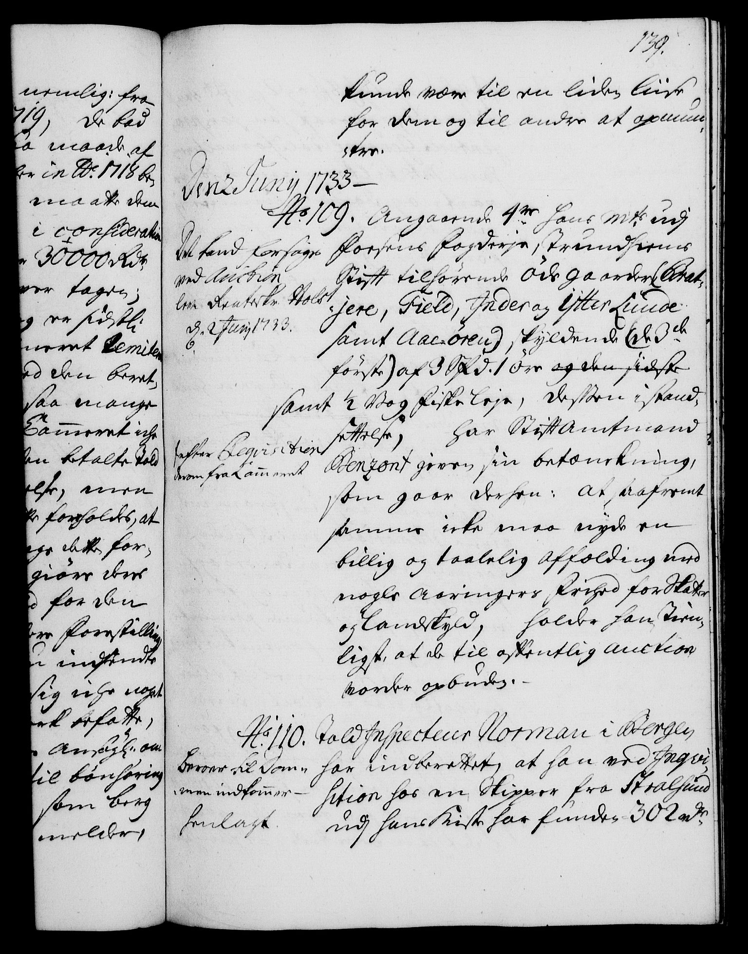 Rentekammeret, Kammerkanselliet, RA/EA-3111/G/Gh/Gha/L0015: Norsk ekstraktmemorialprotokoll (merket RK 53.60), 1733, s. 139