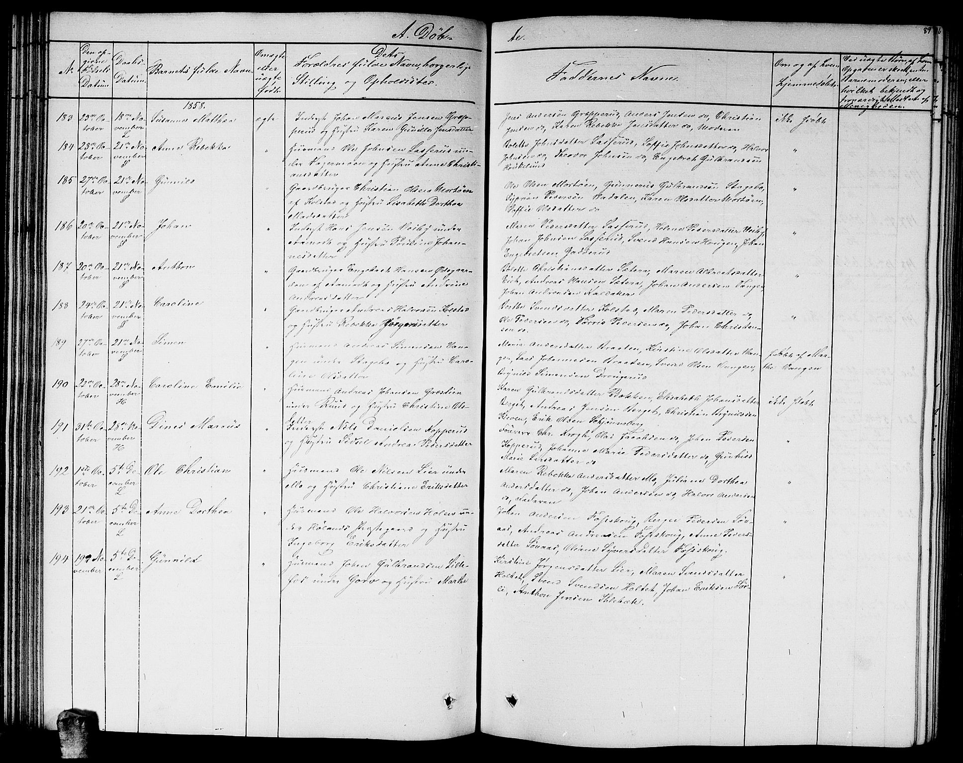 Høland prestekontor Kirkebøker, AV/SAO-A-10346a/G/Ga/L0004: Klokkerbok nr. I 4, 1854-1862, s. 89