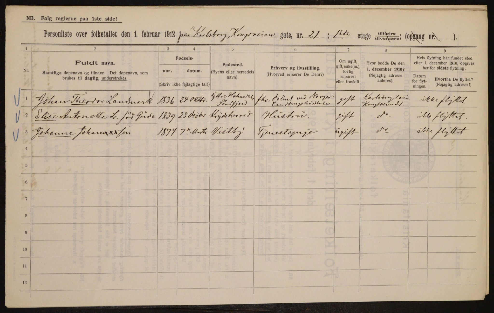 OBA, Kommunal folketelling 1.2.1912 for Kristiania, 1912, s. 53251