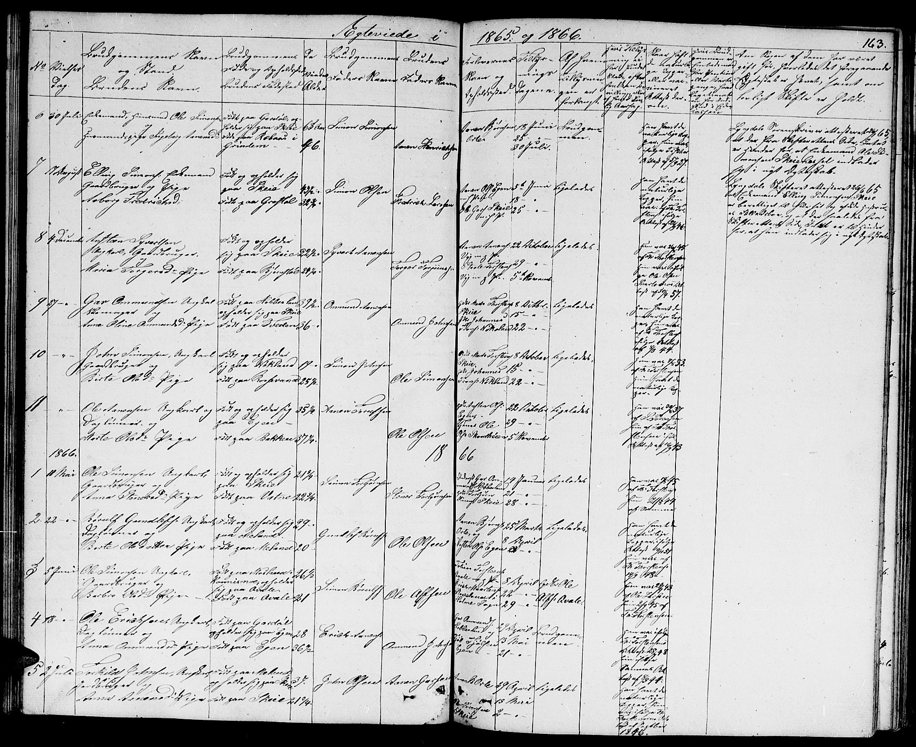 Hægebostad sokneprestkontor, SAK/1111-0024/F/Fb/Fbb/L0002: Klokkerbok nr. B 2, 1851-1886, s. 163