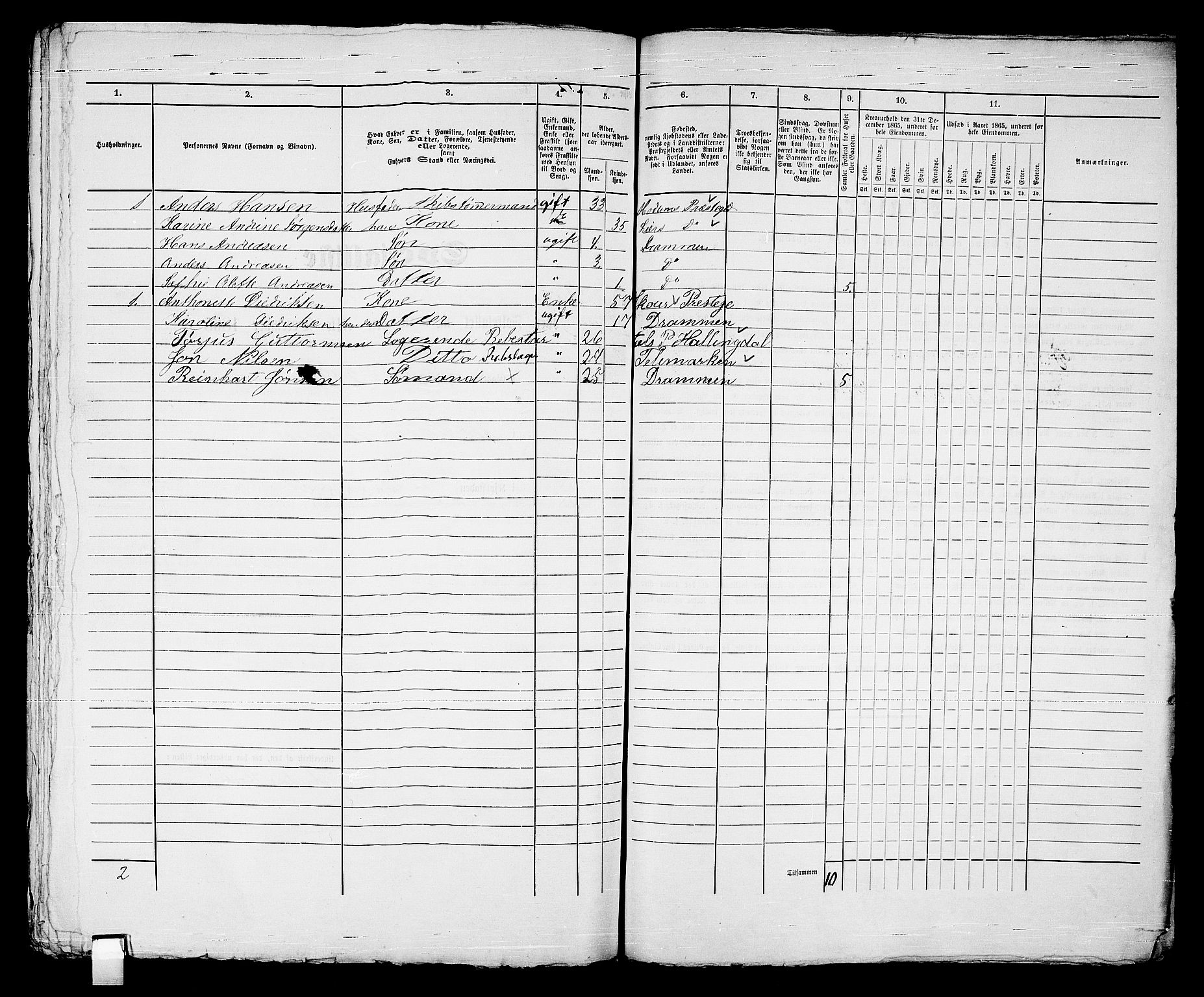 RA, Folketelling 1865 for 0602bP Strømsø prestegjeld i Drammen kjøpstad, 1865, s. 576