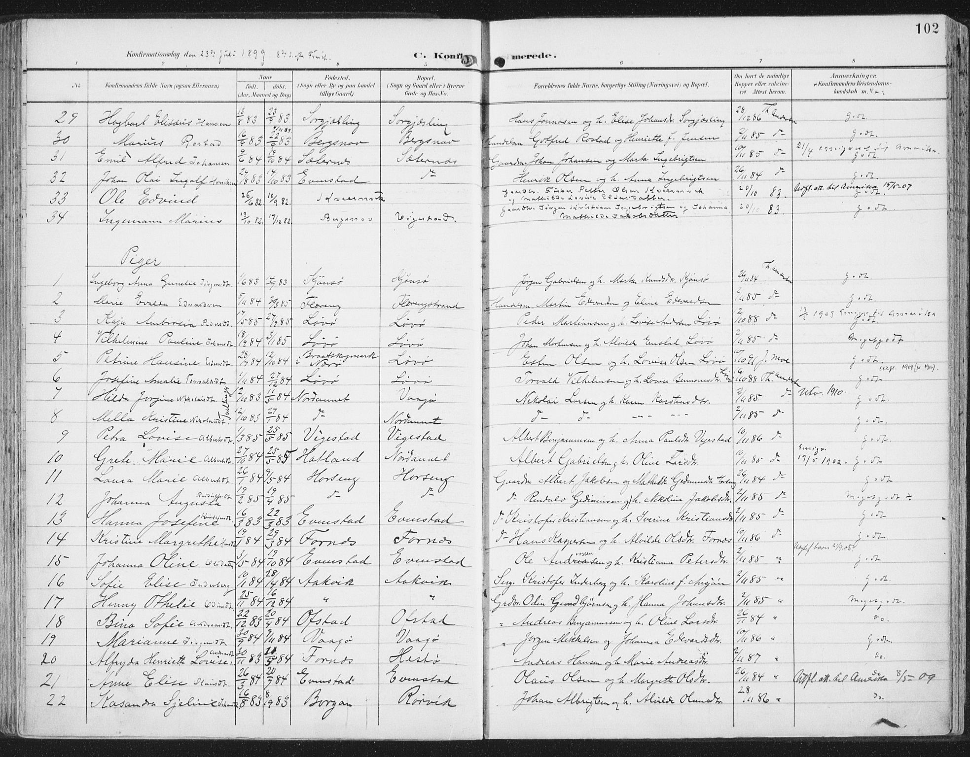 Ministerialprotokoller, klokkerbøker og fødselsregistre - Nord-Trøndelag, SAT/A-1458/786/L0688: Ministerialbok nr. 786A04, 1899-1912, s. 102