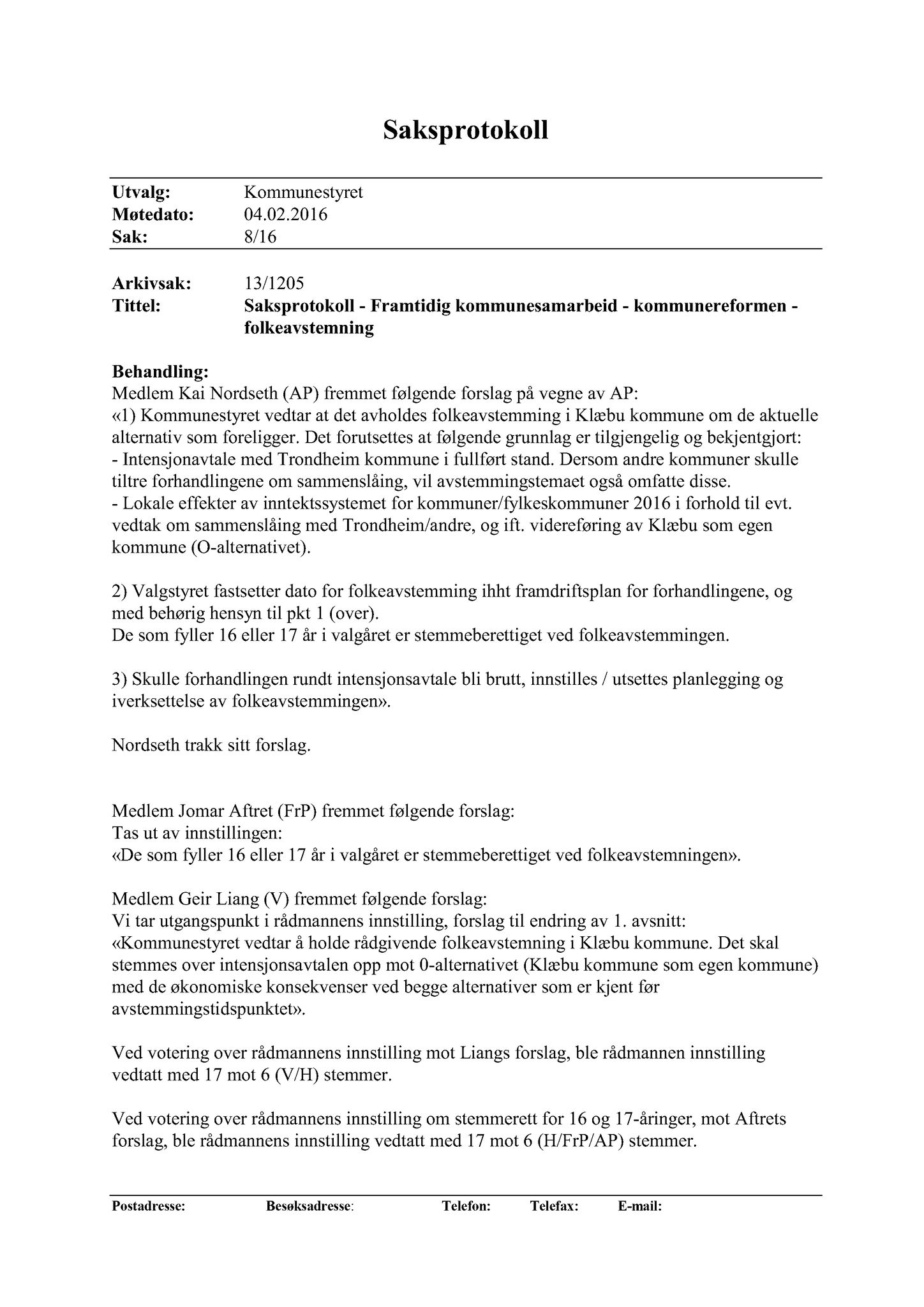 Klæbu Kommune, TRKO/KK/10-VS/L002: Valgstyret - Møtedokumenter, 2016, s. 23