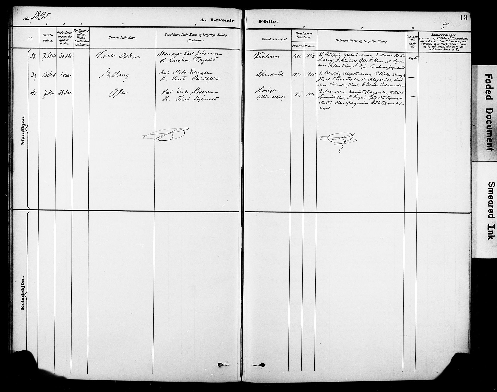 Krødsherad kirkebøker, AV/SAKO-A-19/G/Ga/L0002: Klokkerbok nr. 2, 1894-1918, s. 13