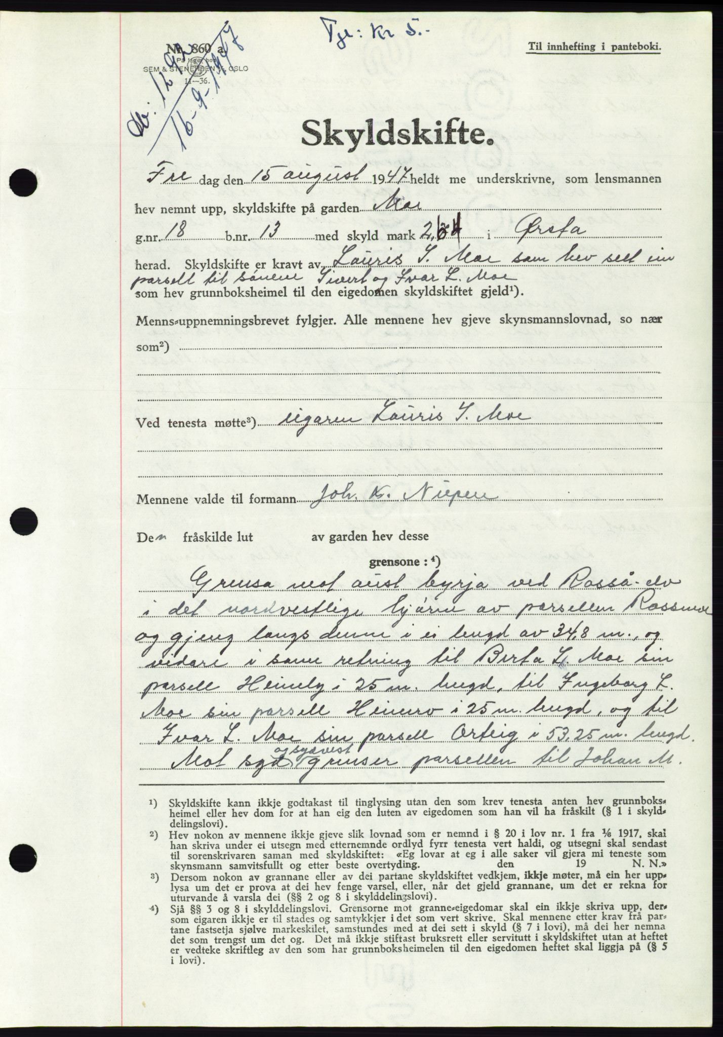 Søre Sunnmøre sorenskriveri, AV/SAT-A-4122/1/2/2C/L0081: Pantebok nr. 7A, 1947-1948, Dagboknr: 1292/1947