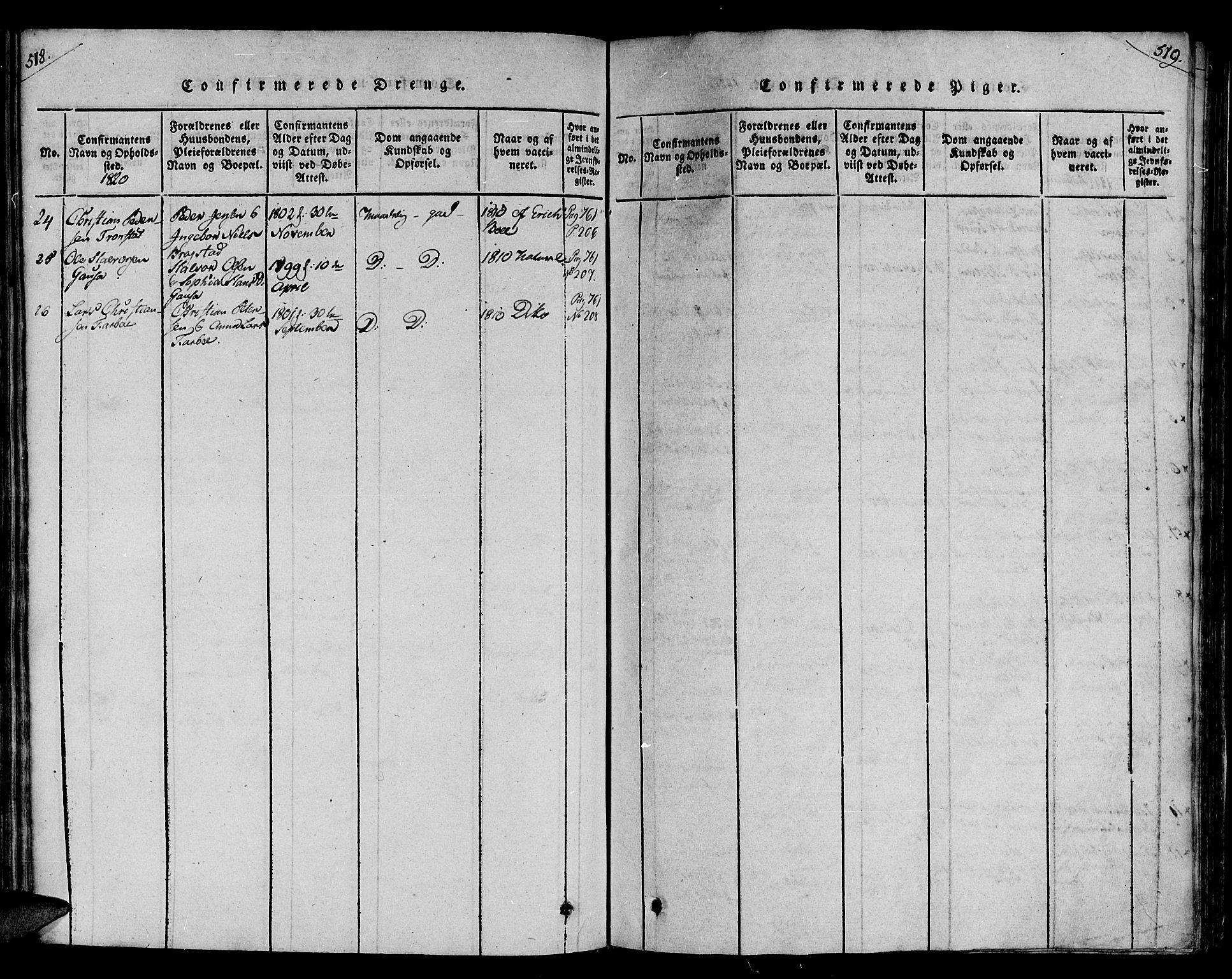 Ministerialprotokoller, klokkerbøker og fødselsregistre - Nord-Trøndelag, SAT/A-1458/730/L0275: Ministerialbok nr. 730A04, 1816-1822, s. 518-519