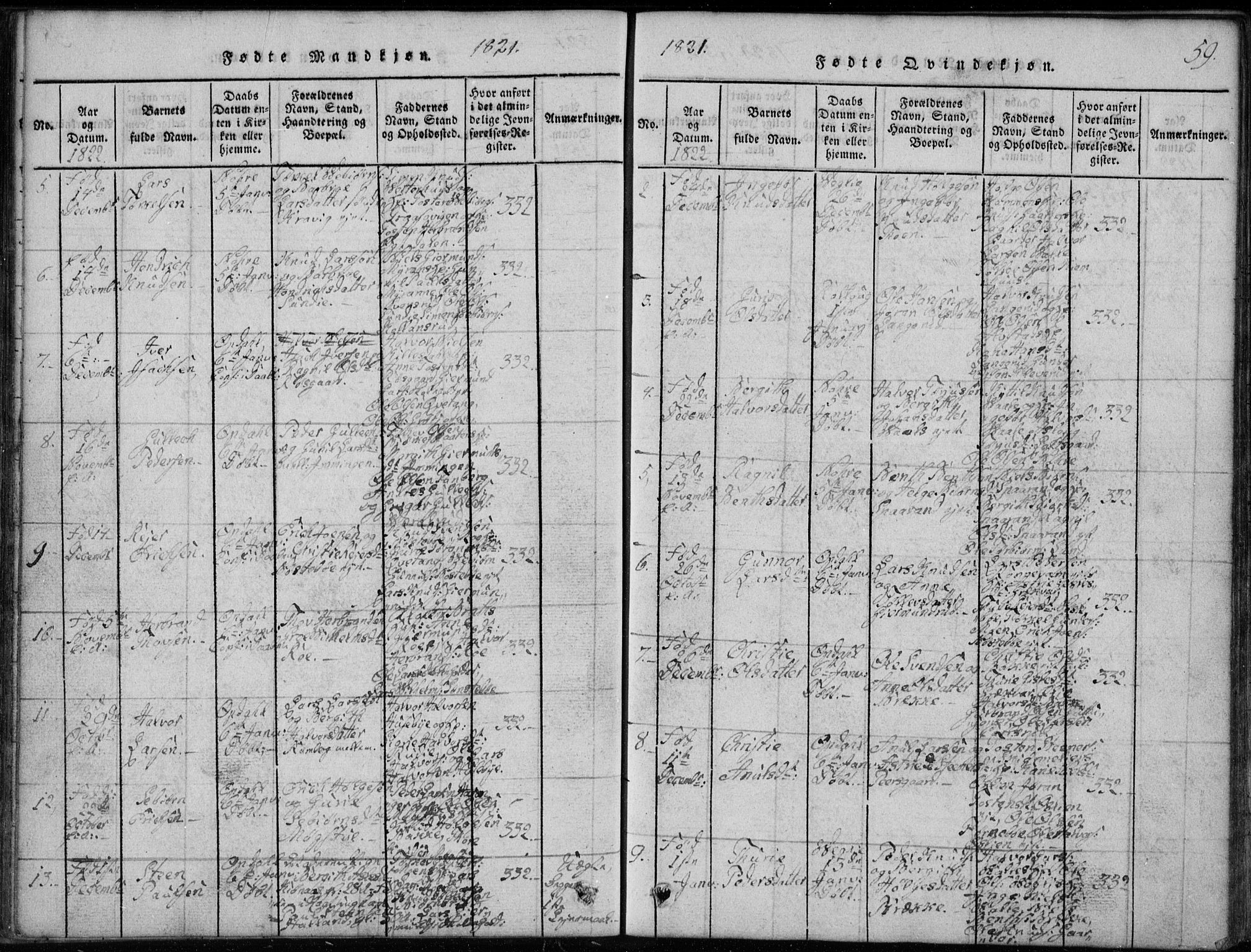 Rollag kirkebøker, SAKO/A-240/G/Ga/L0001: Klokkerbok nr. I 1, 1814-1831, s. 59