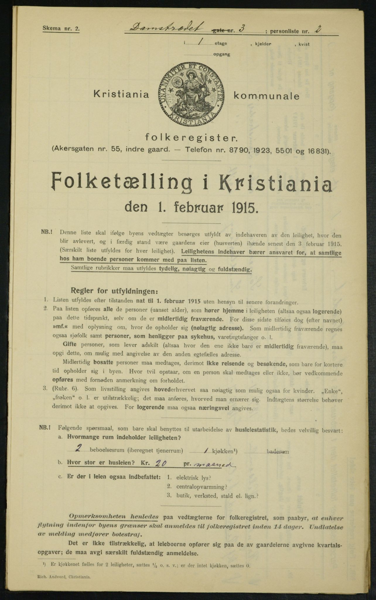 OBA, Kommunal folketelling 1.2.1915 for Kristiania, 1915, s. 14404