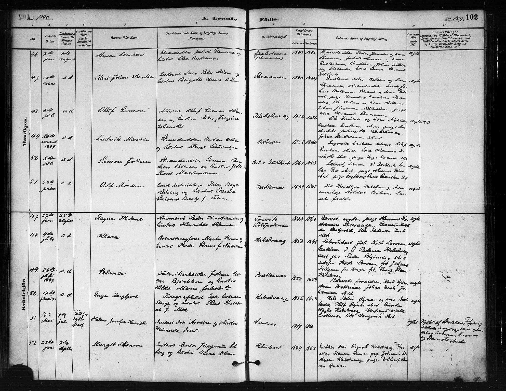 Ministerialprotokoller, klokkerbøker og fødselsregistre - Nordland, AV/SAT-A-1459/874/L1059: Ministerialbok nr. 874A03, 1884-1890, s. 102