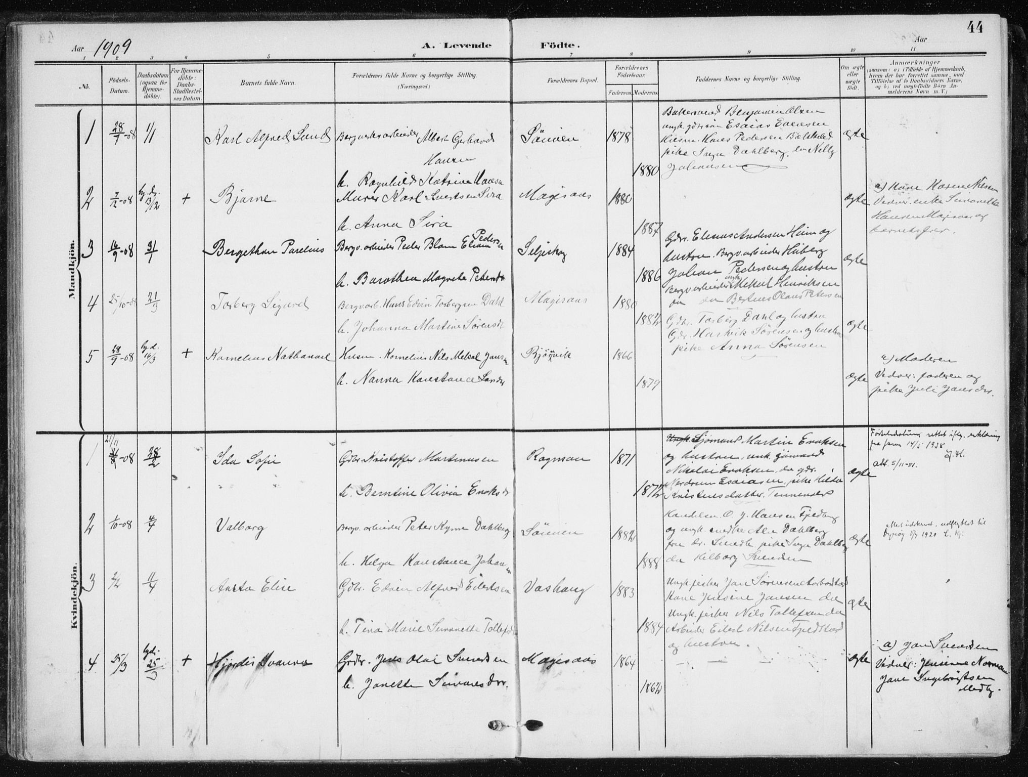 Salangen sokneprestembete, AV/SATØ-S-1324/H/Ha/L0002kirke: Ministerialbok nr. 2, 1902-1911, s. 44